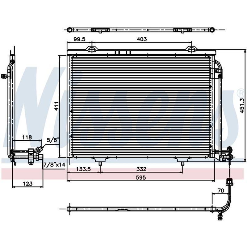 COND MERCEDES W202 E320 & C180 200, 220, 230, W/O FAN BRKT