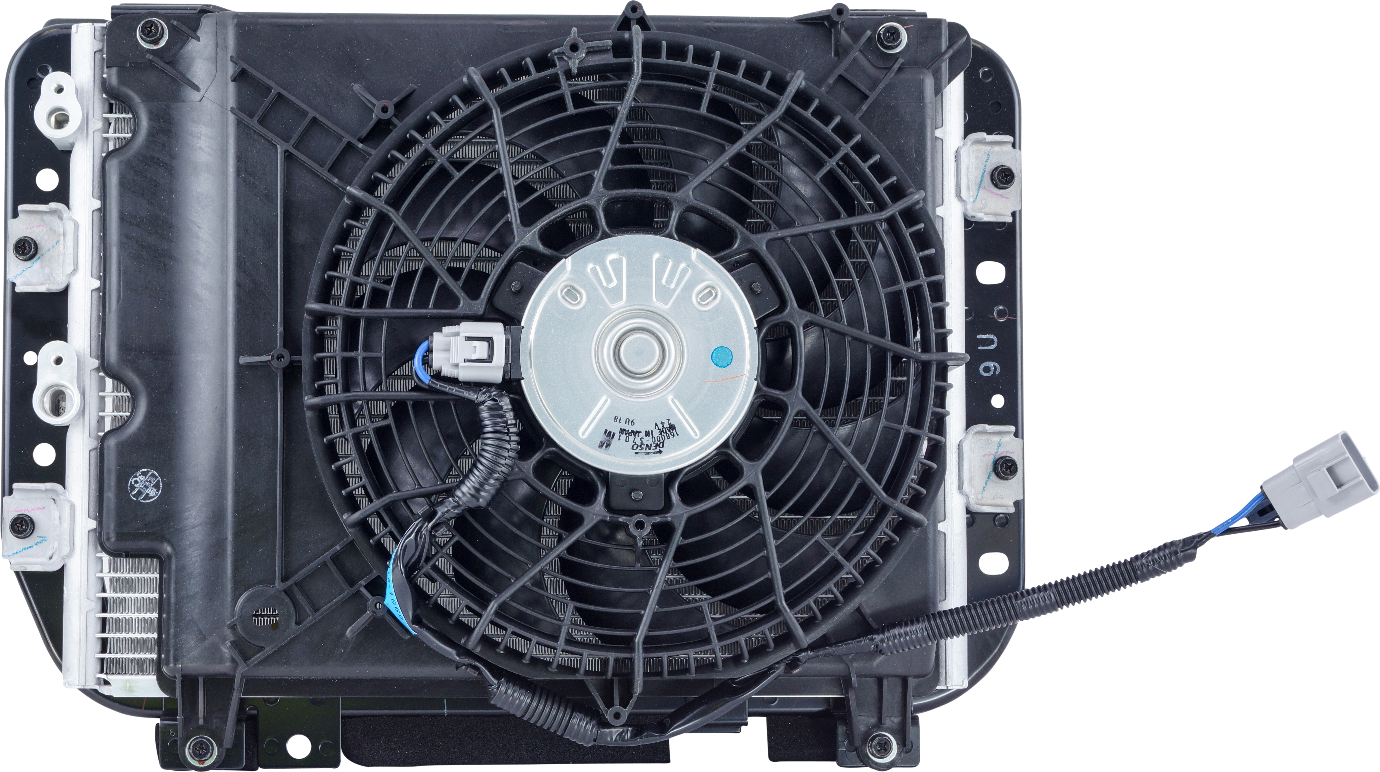CONDENSER, HINO DUTRO, 300 SERIES LATE 07-, LATE DYNA 03-06, DENSO, INCL FAN