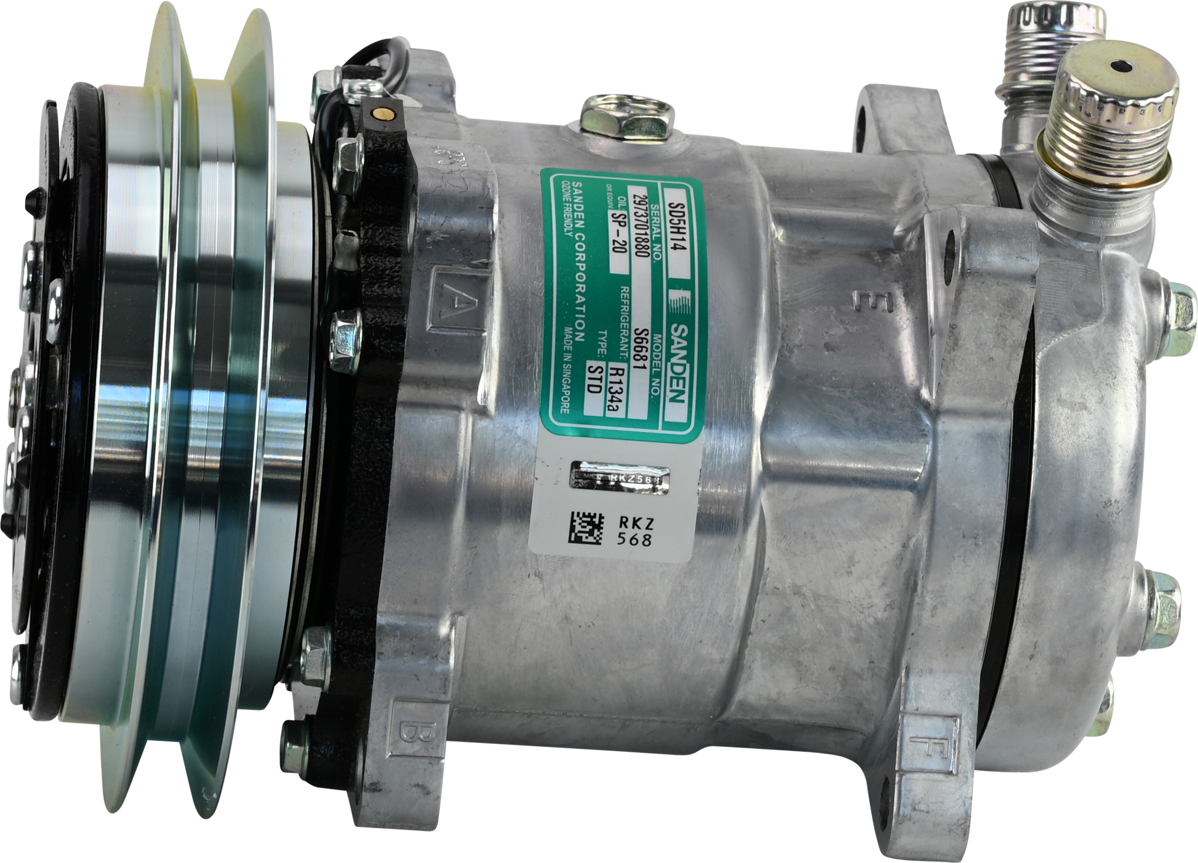 COMPRESSOR, SANDEN, SD5H14 4528, 12V, 1B, 152MM, VERT O-RING, R134A