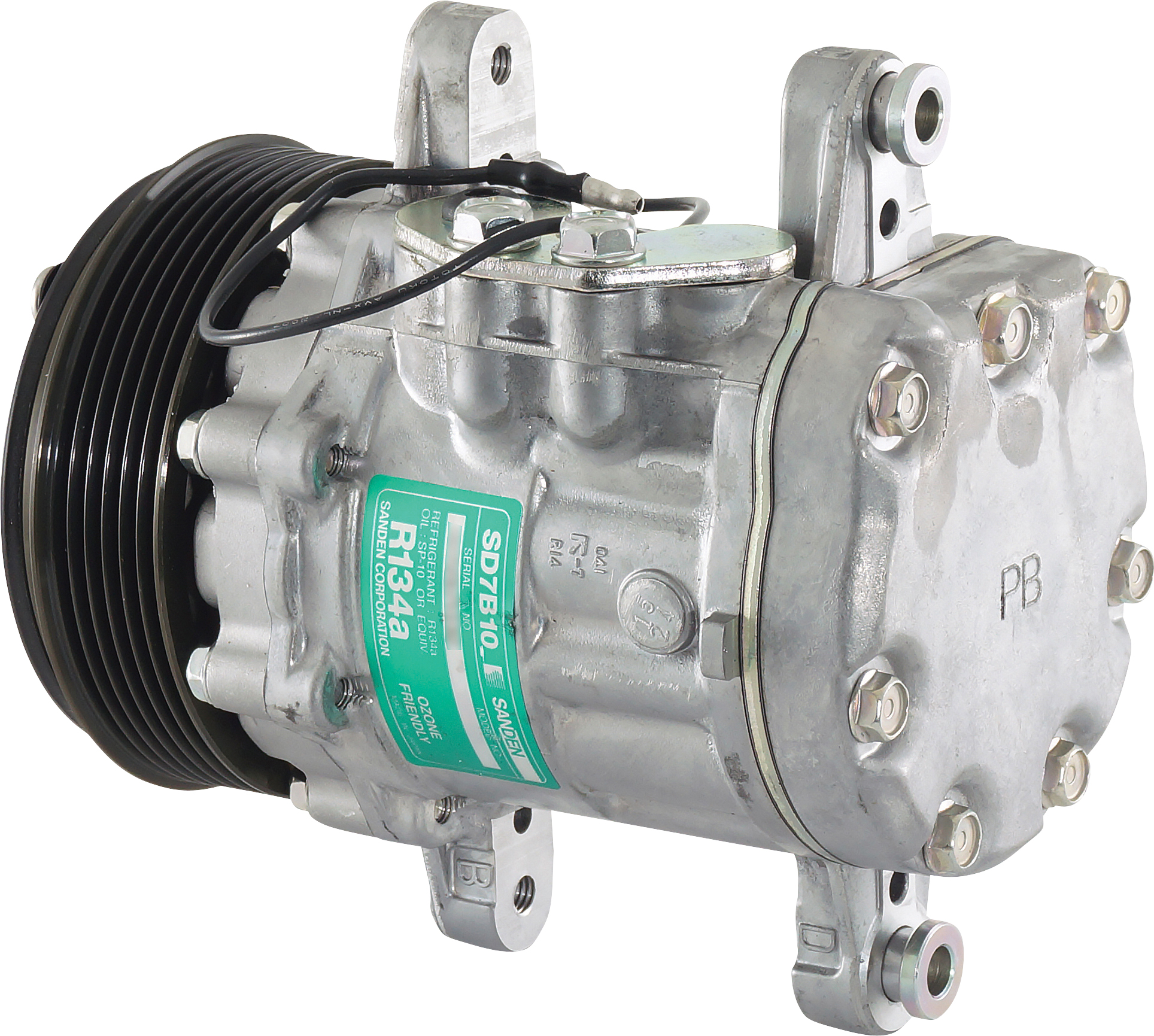 COMPRESSOR, SANDEN, SD7B10 7176, 12V, 6PV, 112MM, PAD, RH SIDE, R134A
