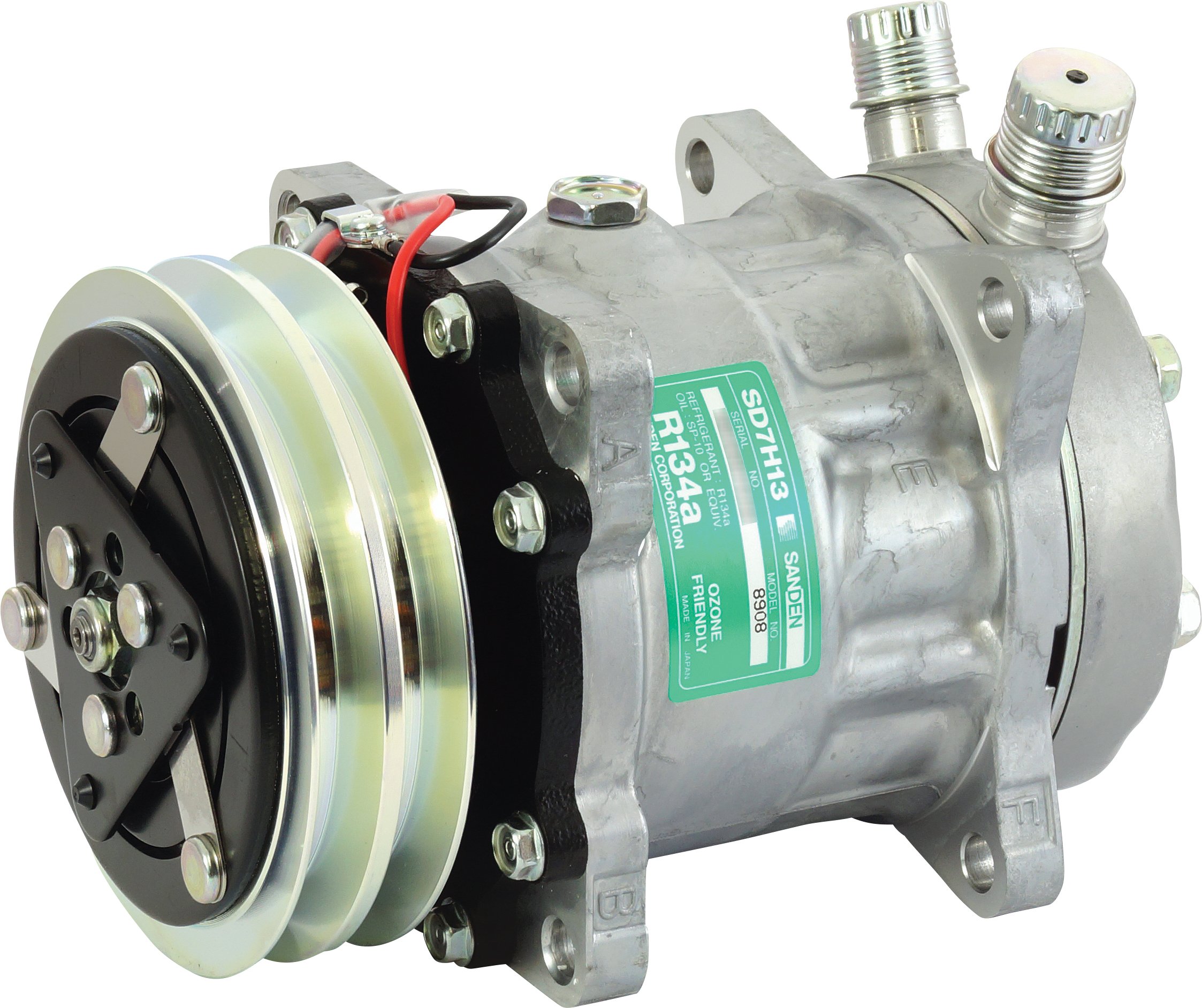 COMPRESSOR, SANDEN, SD7H13 8908, 12V, 2A, 125MM, VERT O-RING, R134A