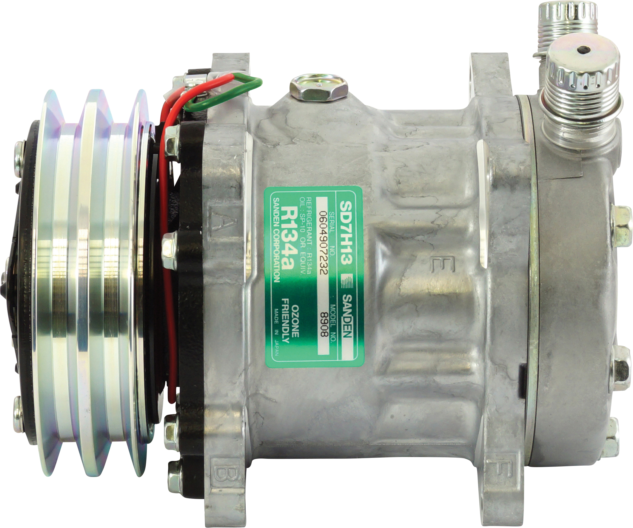 COMPRESSOR, SANDEN, SD7H13 A904, 24V, 2A, 125MM, VERT O-RING, R134A