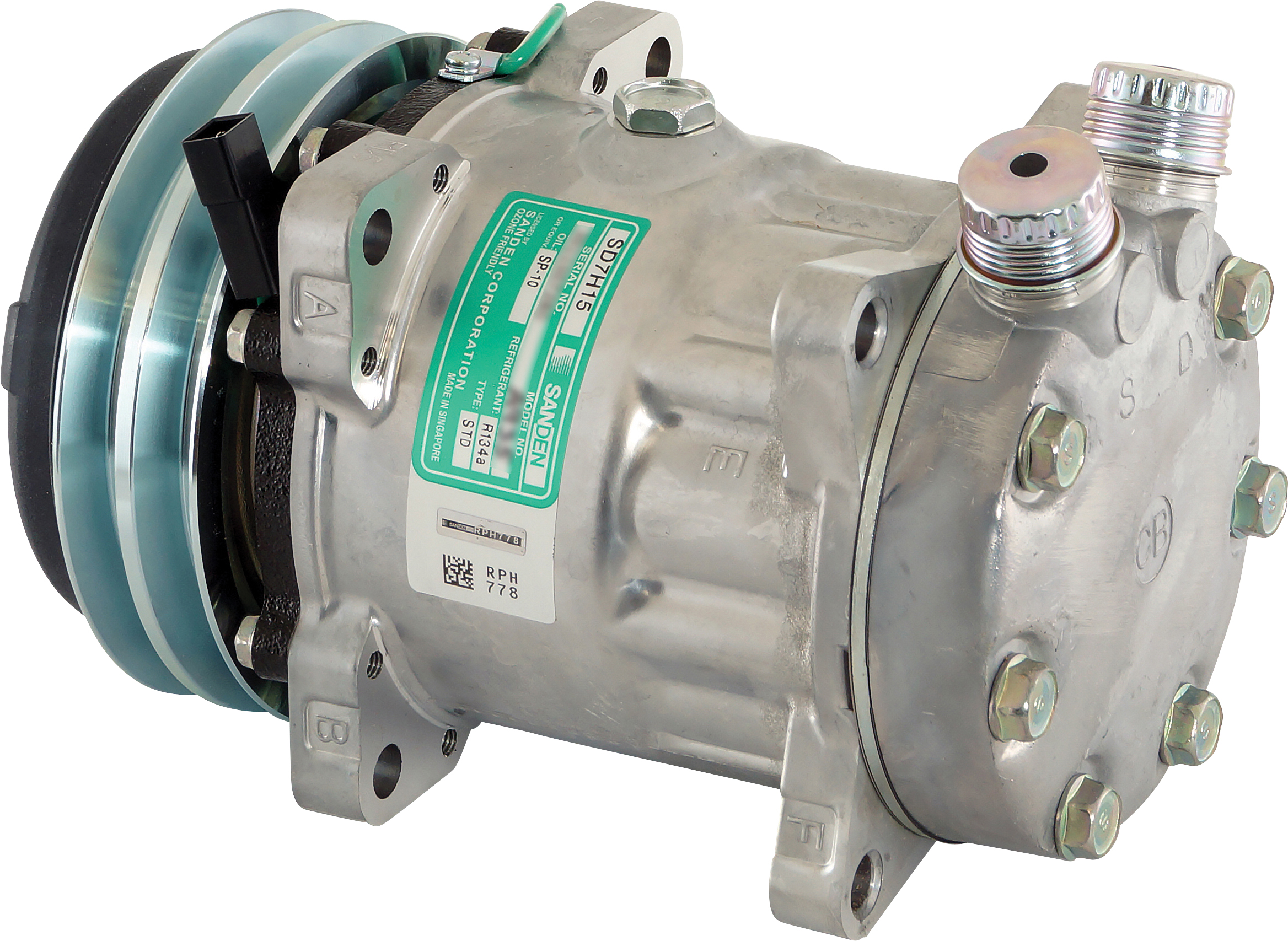 COMPRESSOR, SANDEN, SD7H15 A935, 24V, 2A, 132MM, VERT TUBE-O, R134A