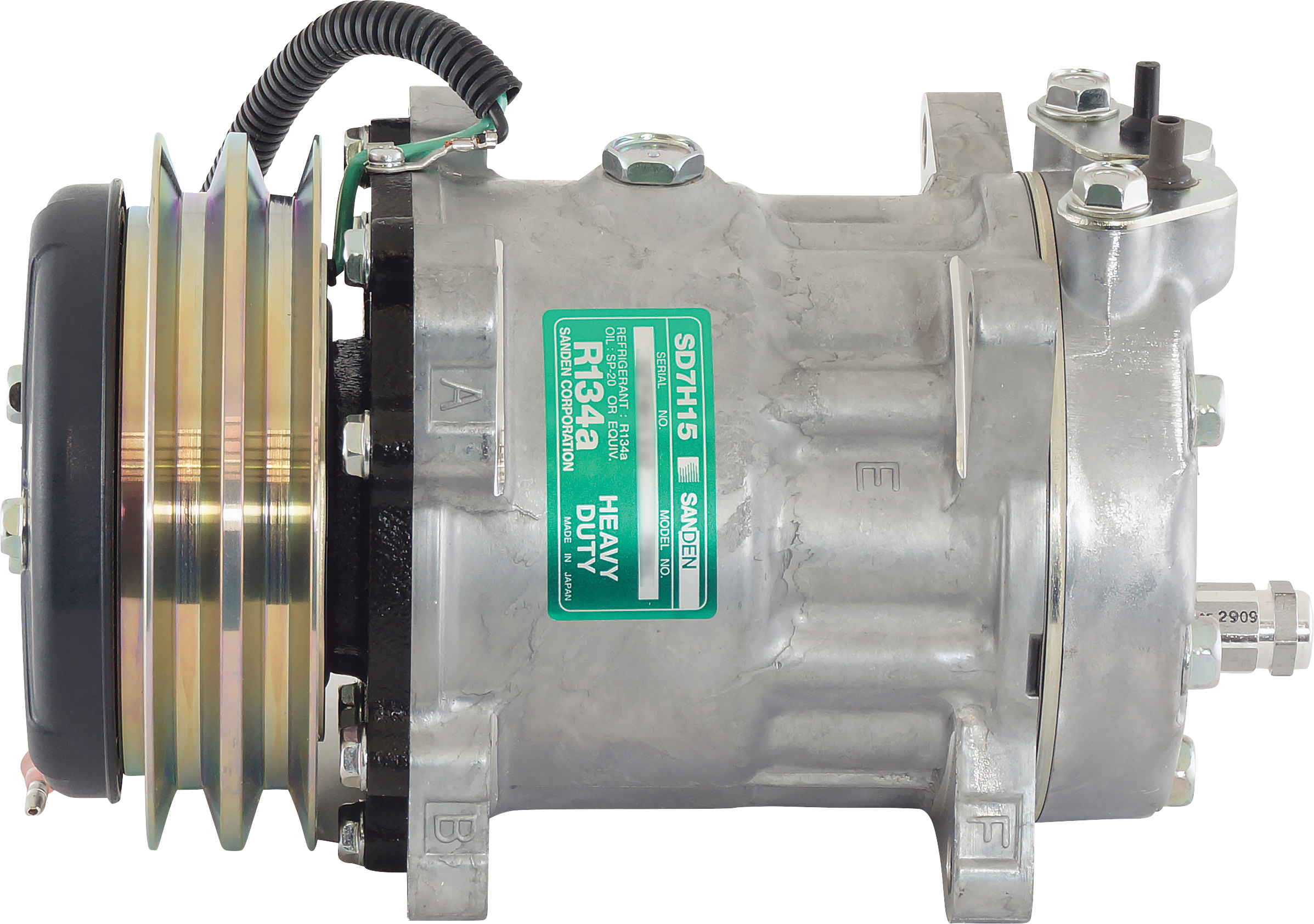 COMPRESSOR, SANDEN, SD7H15 7991, 24V, 2A, 132MM, VERT PAD, R134A