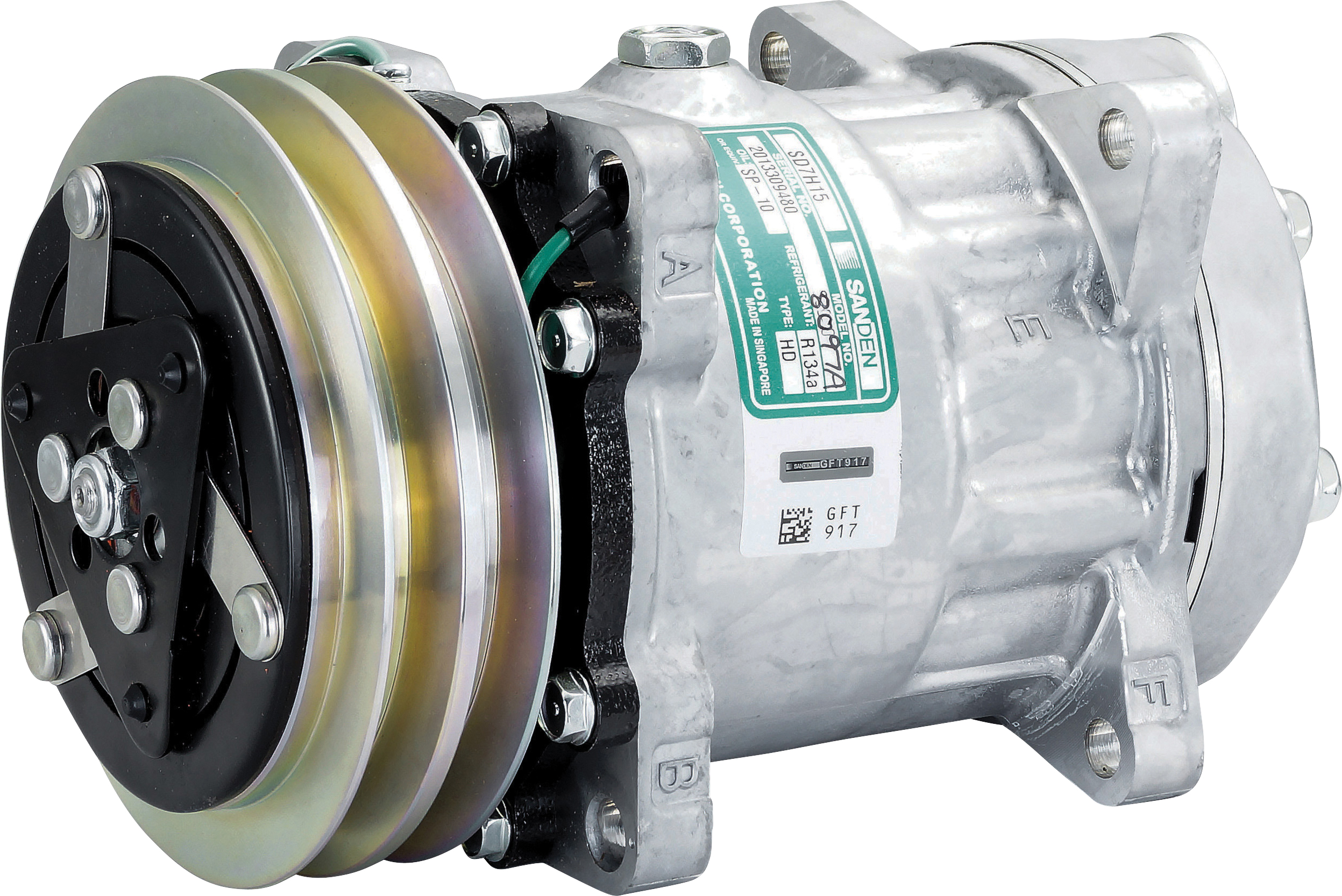 COMPRESSOR, SANDEN, SD7H15 8097, 24V, 2A, 132MM, GM PAD, R134A