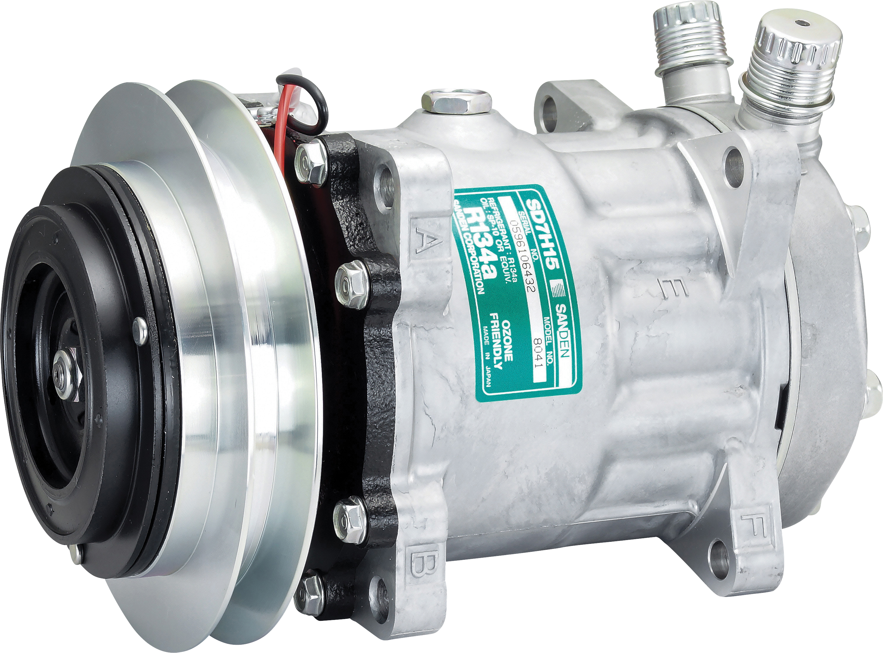 COMPRESSOR, SANDEN, SD7H15 8041, 12V, 1B, 146MM, VERT O-RING, R134A