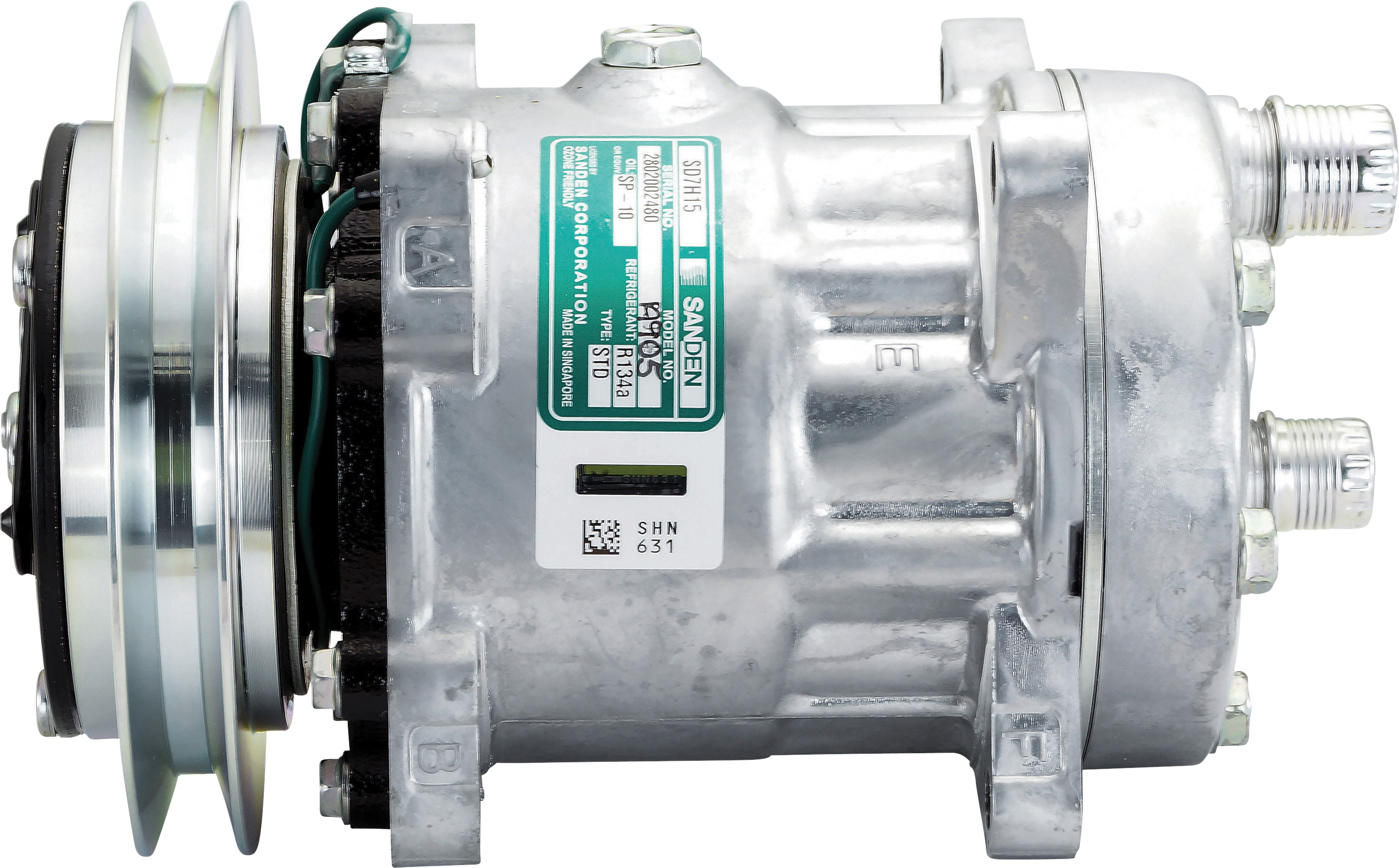 COMPRESSOR, SANDEN, SD7H15 A905, 24V, 1B, 146MM, REAR O-RING, R134A