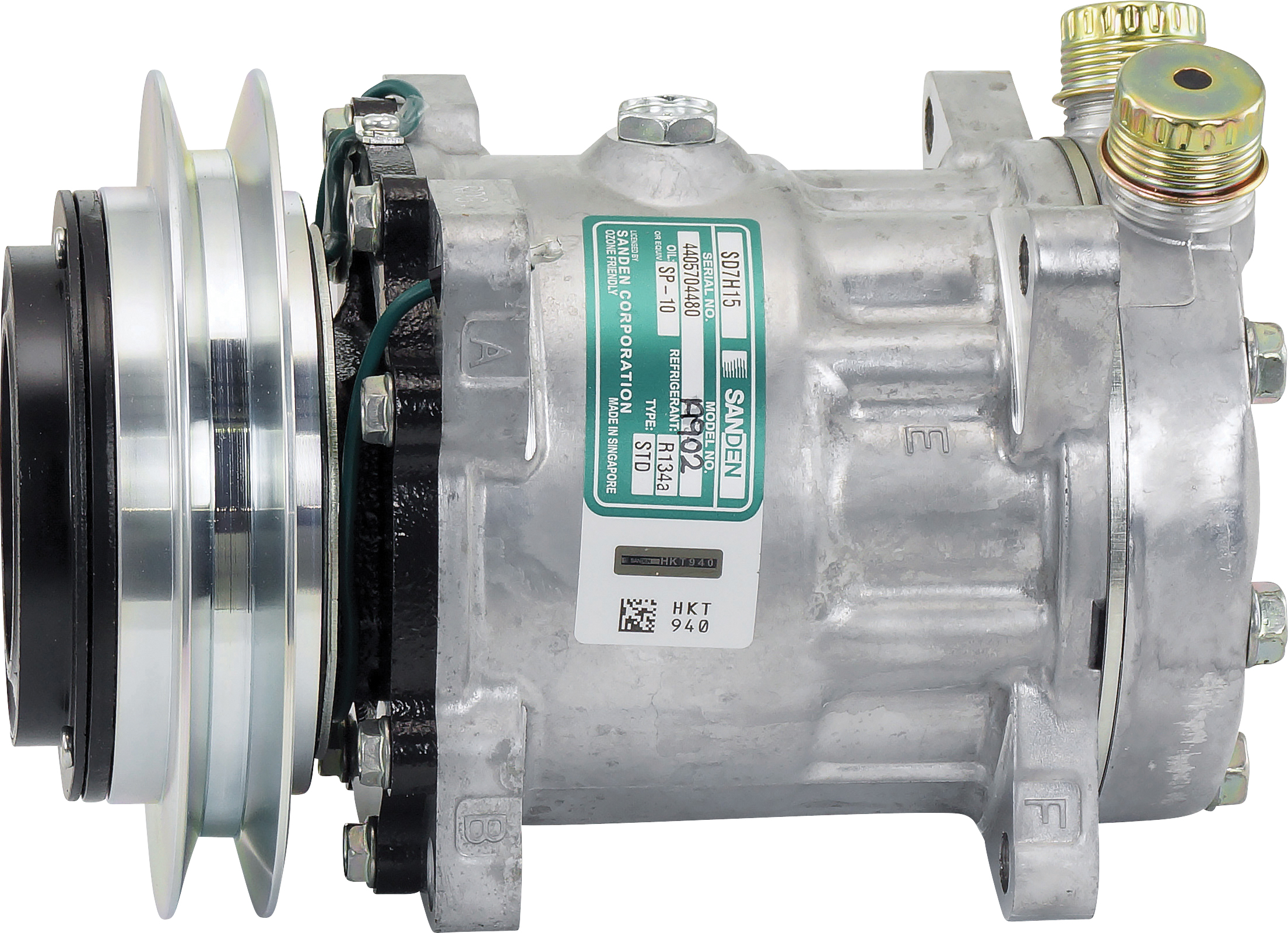 COMPRESSOR, SANDEN, SD7H15 A902, 24V, 1B, 146MM, VERT TUBE-O, R134A