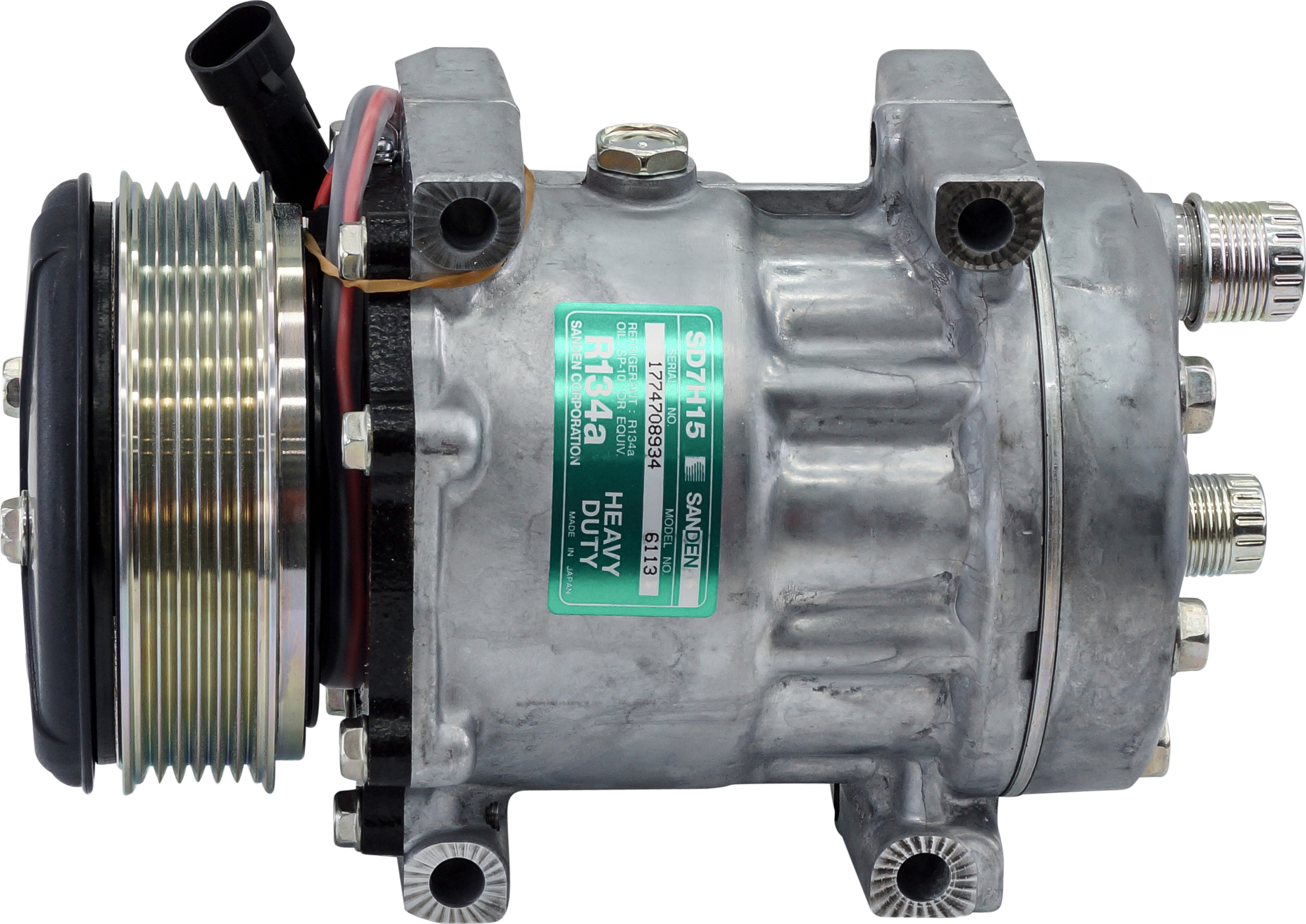 COMPRESSOR, SANDEN, SD7H15, 12V, 6PV, 112MM, REAR O-RING, DIRECT MOUNT, NEW HOLLAND TRACTORS, TIER 4