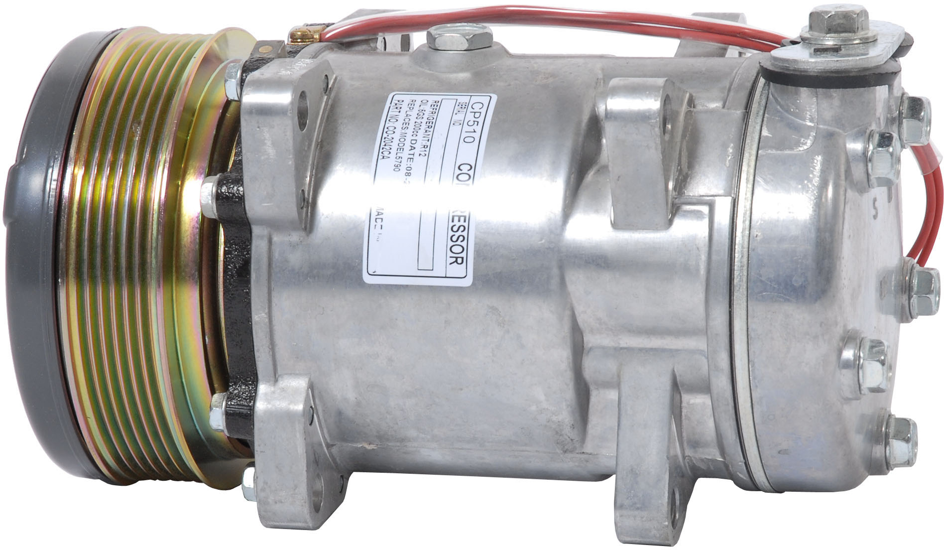 COMPRESSOR, FORD, NEW HOLLAND, S-SERIES (REPL SANDEN), 7H15, 12V, 6PV, 125MM, UK HEAD, LUG MOUNT