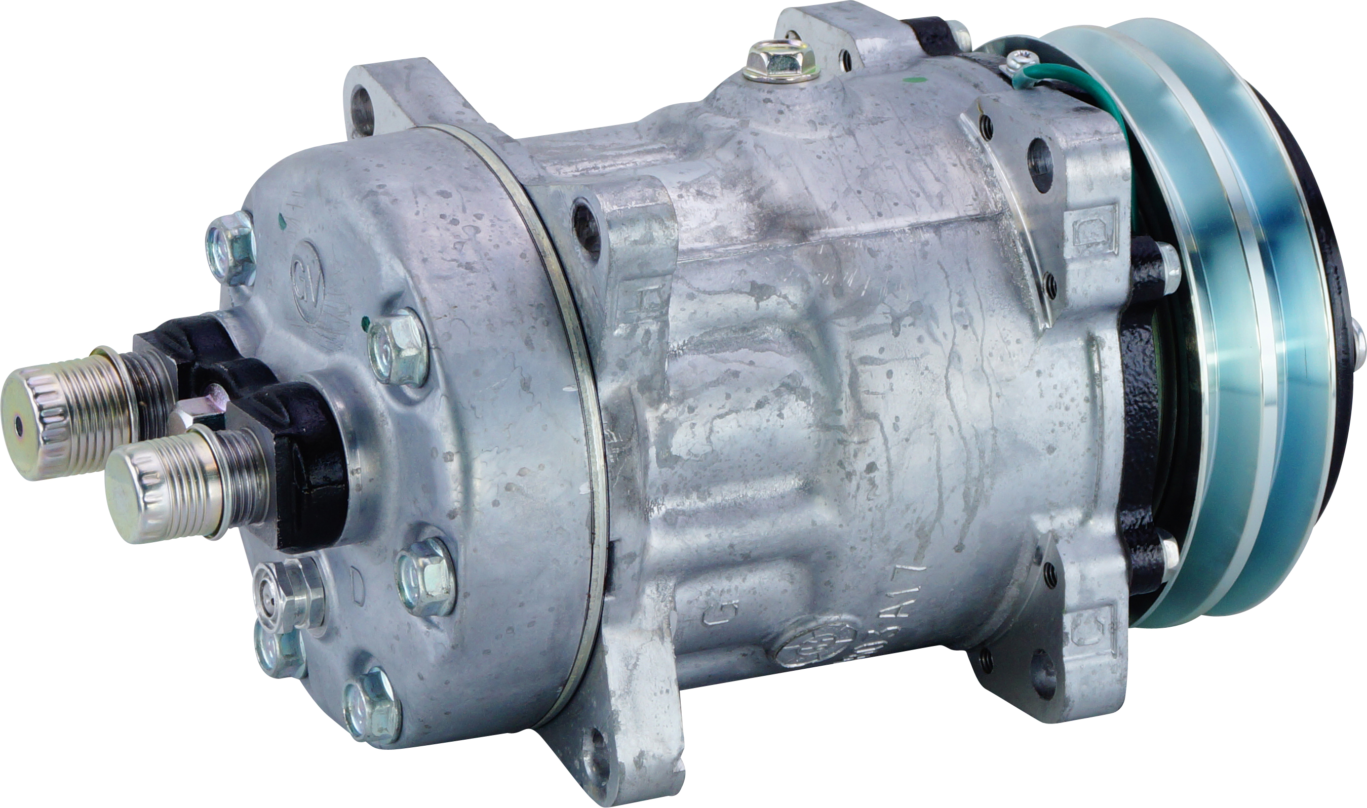 COMPRESSOR, SANDEN, SD7H15E A985, 24V, 2A, 125MM, REAR O-RING, EAR MOUNT, R134A, ENHANCED 200CC