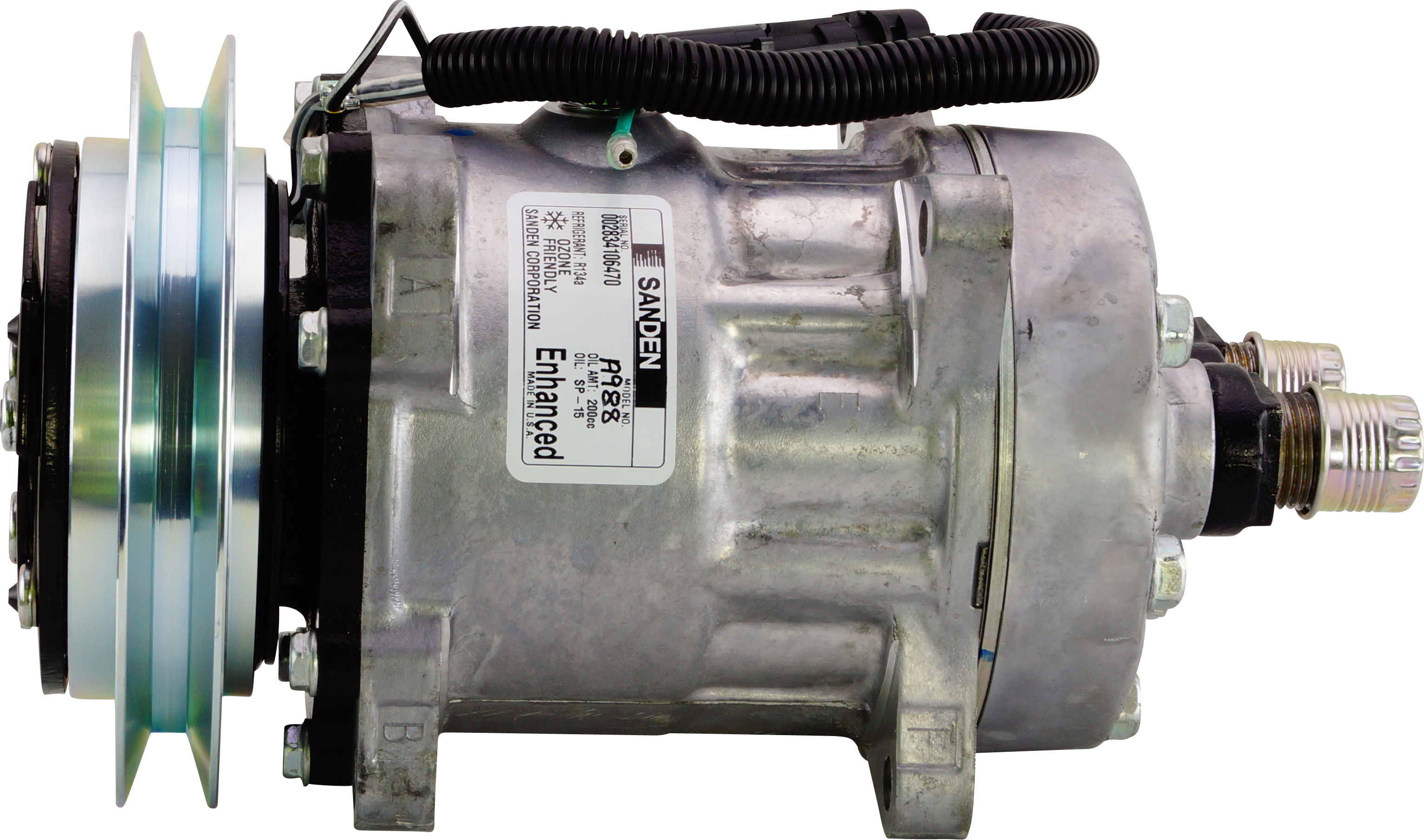 COMPRESSOR, SANDEN, SD7H15E, 12V, 1B, 146MM, REAR O-RING,  EAR MOUNT, GV HEAD PAD, R134A, ENHANCED 1