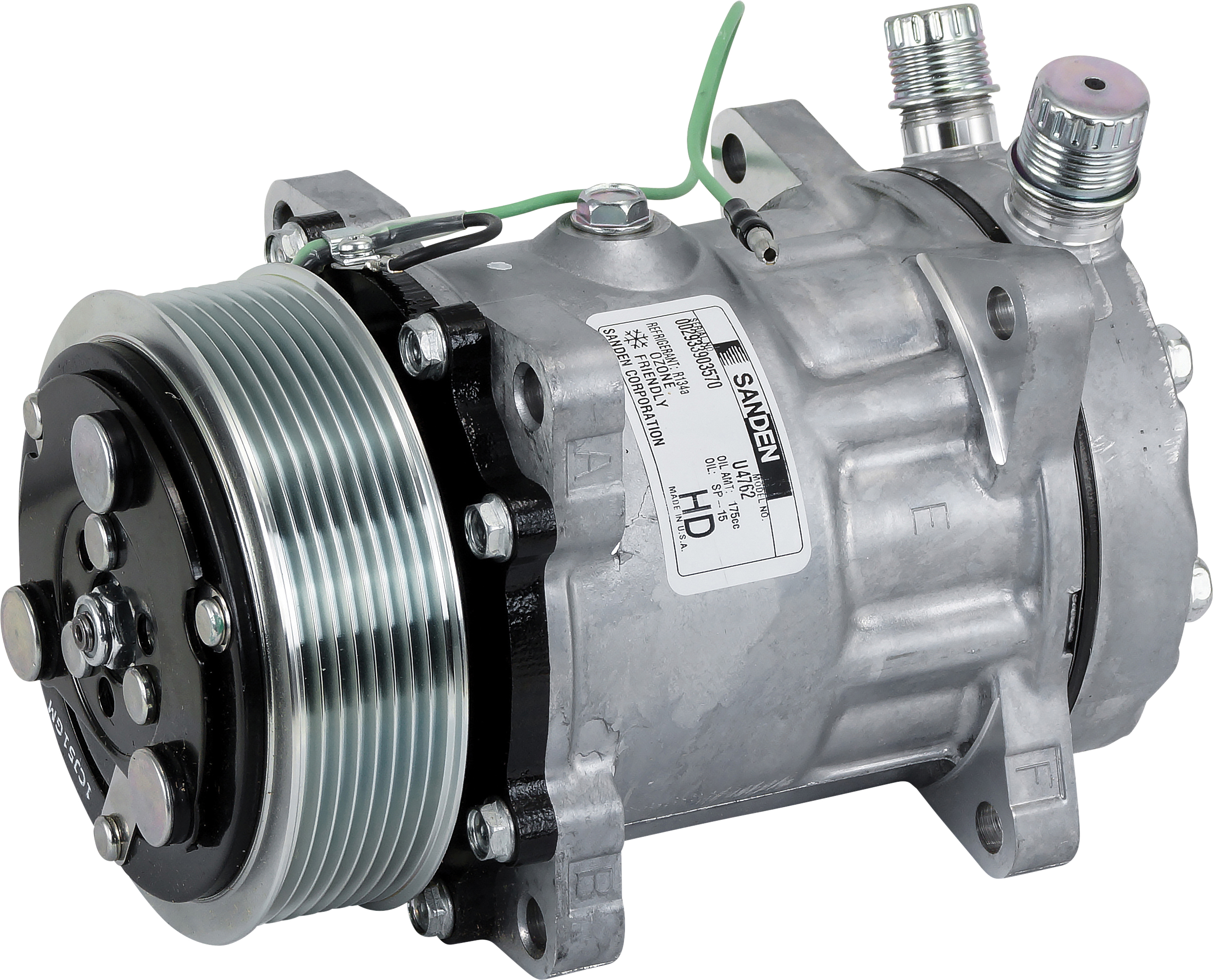COMPRESSOR, LIEBHERR, SANDEN, SD7H15 4762, 24V, 8PV, 119MM, VERT O-RING, EAR MOUNT, R134A, STEEL ARM