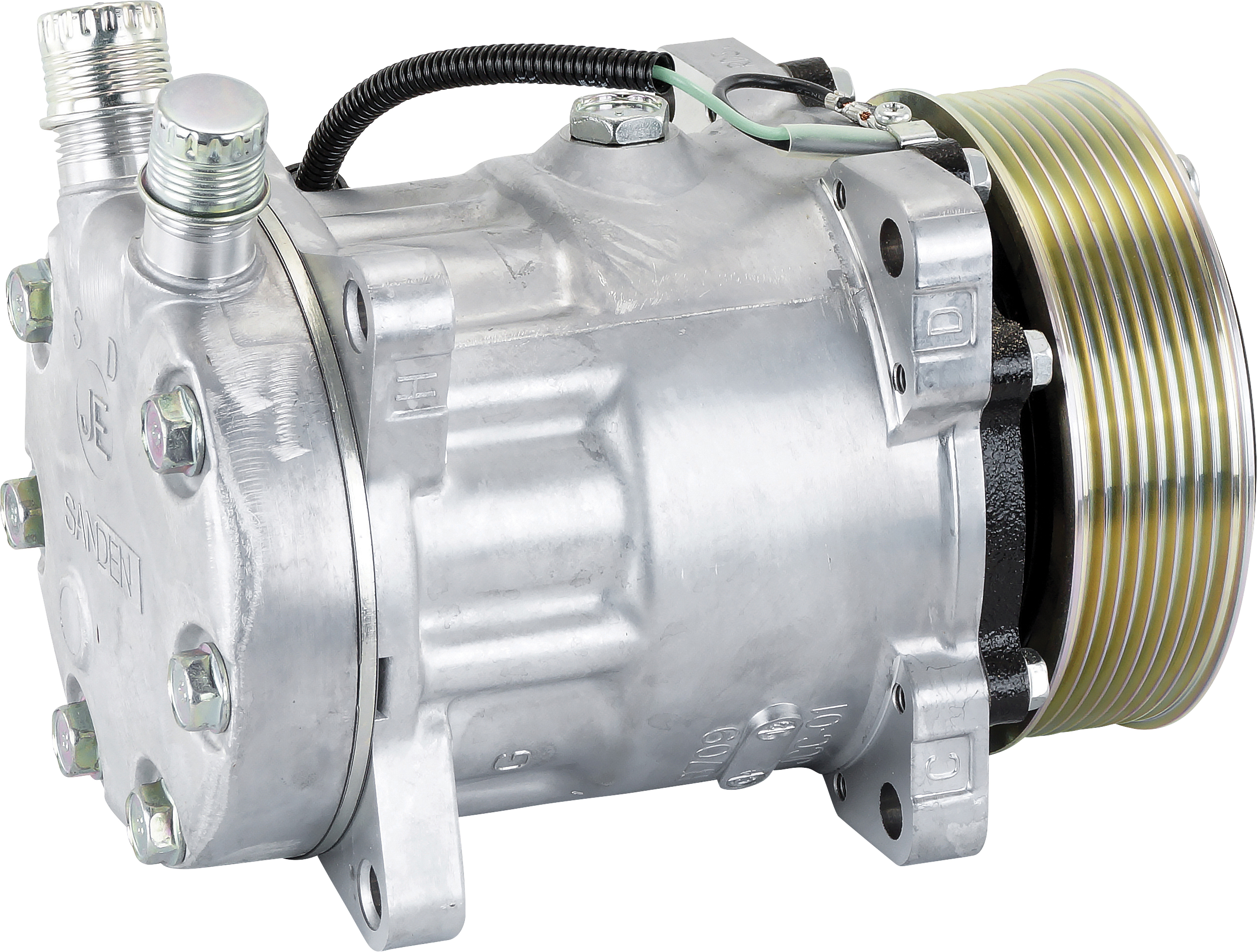 COMPRESSOR, SANDEN, SD7H15 6008, 24V, 8PV, 119MM, VERT O-RING, EAR MOUNT, R134A