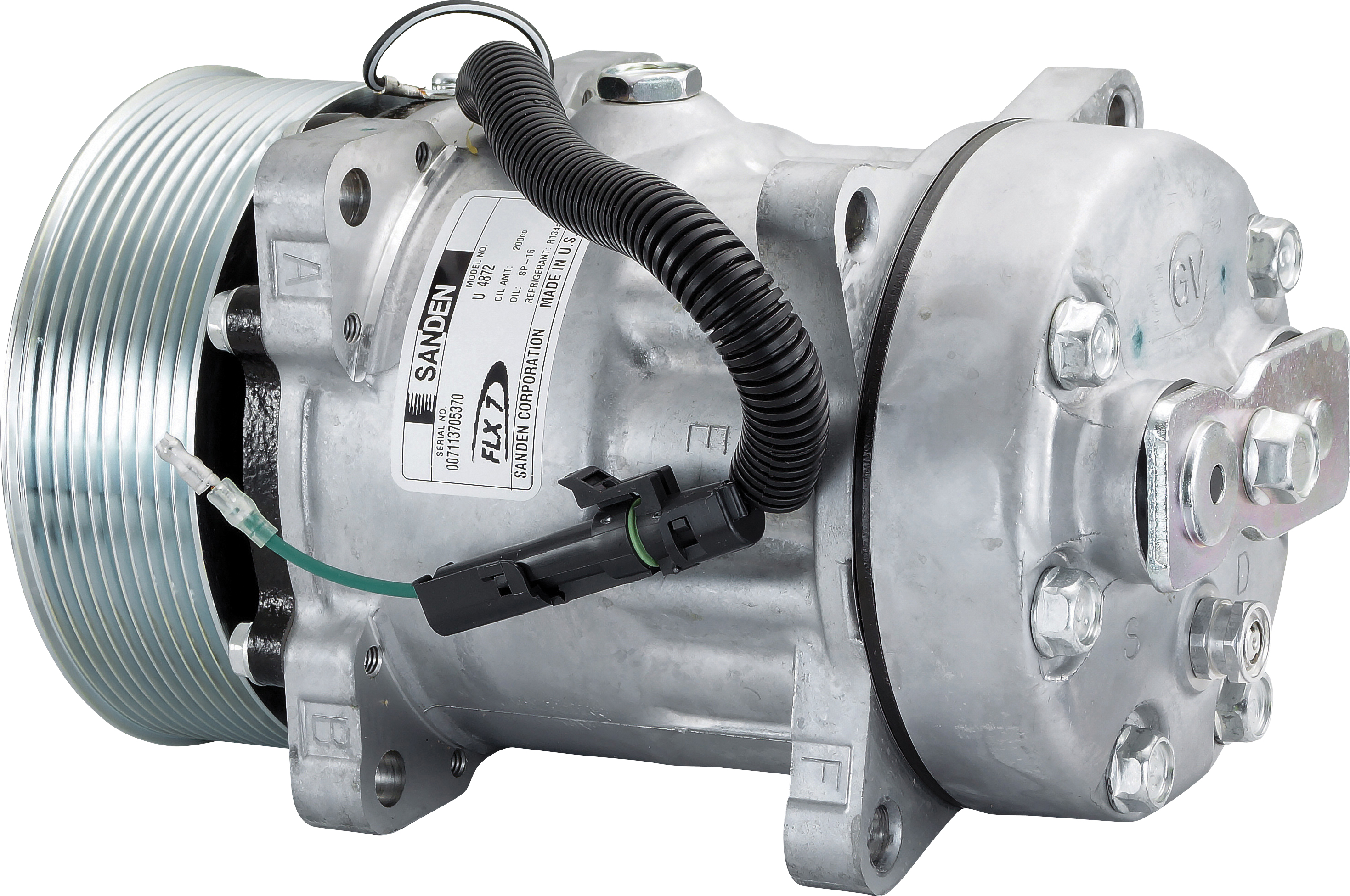 COMPRESSOR, SANDEN, SD7H15, 12V, 10PV, 125MM, HORIZONTAL PAD, GV HEAD, R134A
