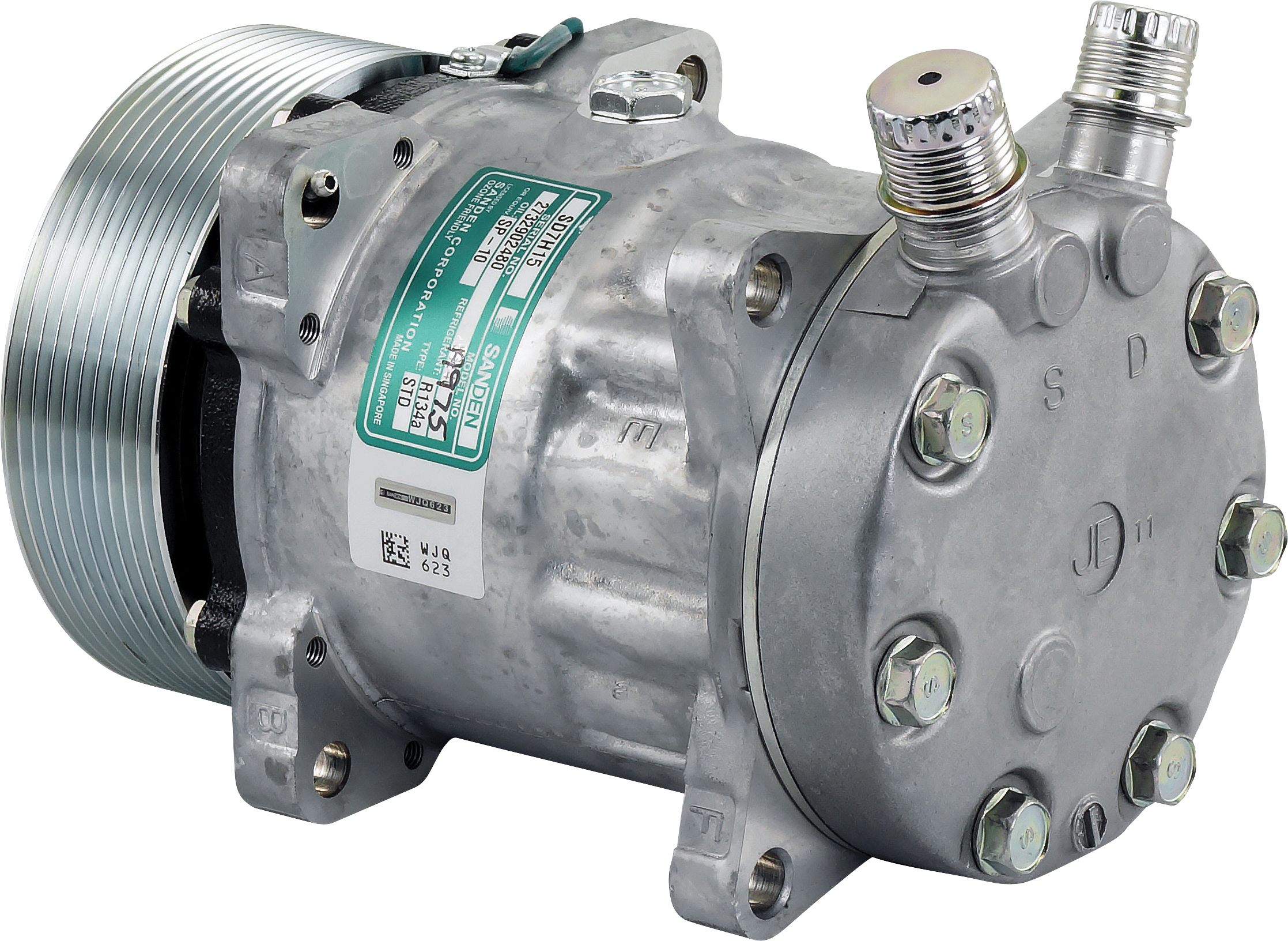 COMPRESSOR, SANDEN, SD7H15 A975, 24V, 10PV, 125MM, VERT O-RING, R134A