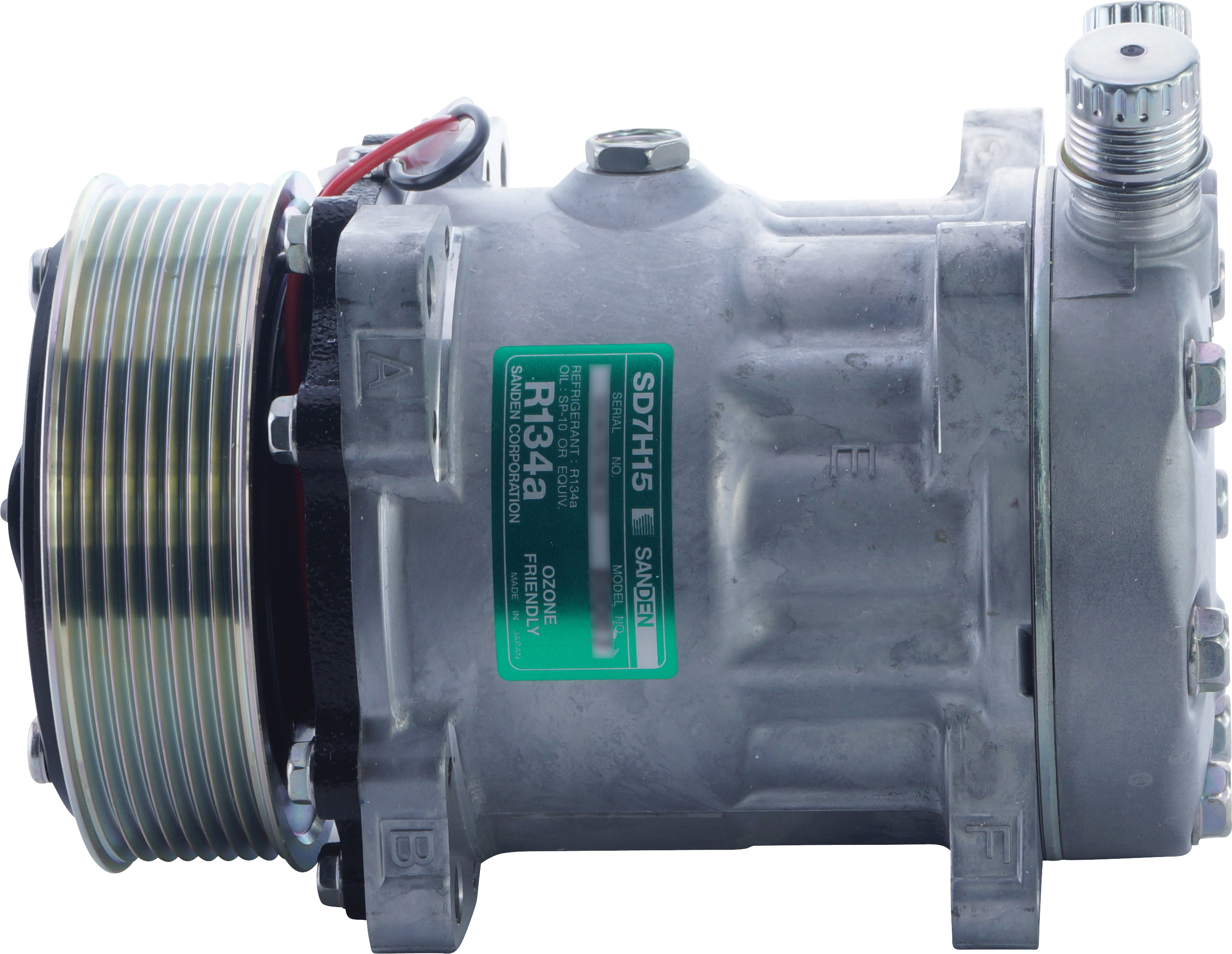 COMPRESSOR, SANDEN, SD7L15 A1007, 12V, 8PV, 119MM, VERT O-RING, R134A