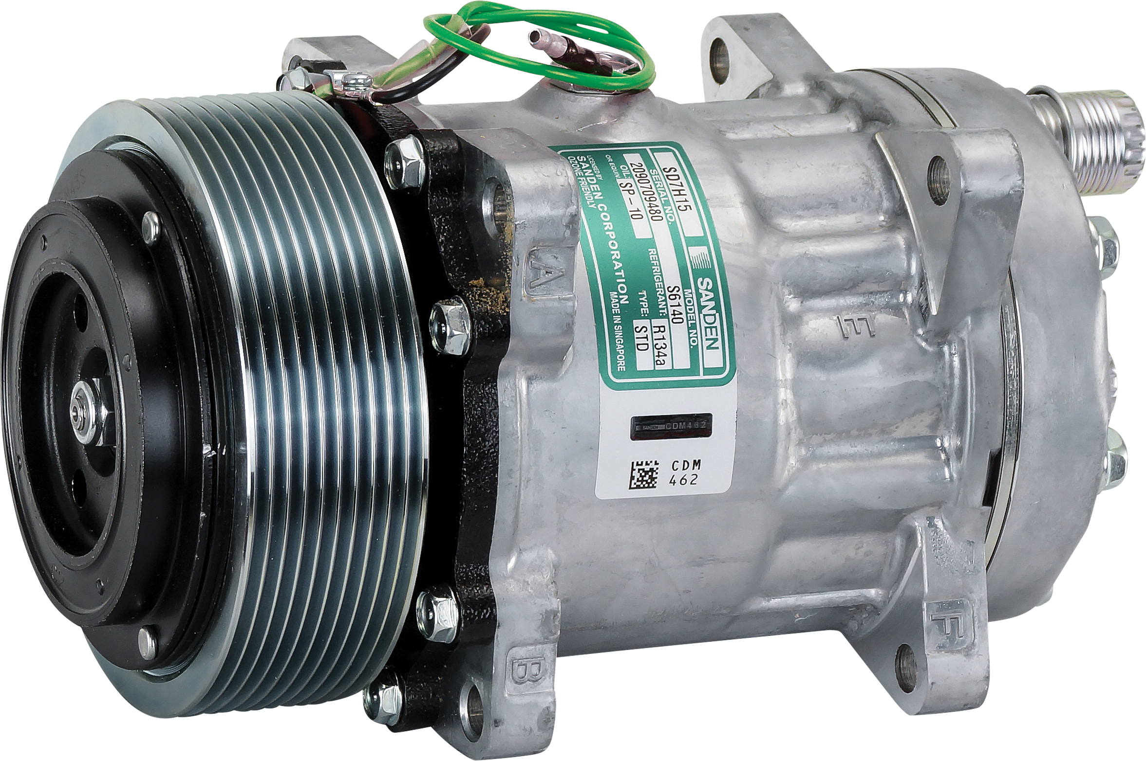 COMPRESSOR, SANDEN, SD7H15 A933, 24V, 10PV, 125MM, REAR O-RING, R134A
