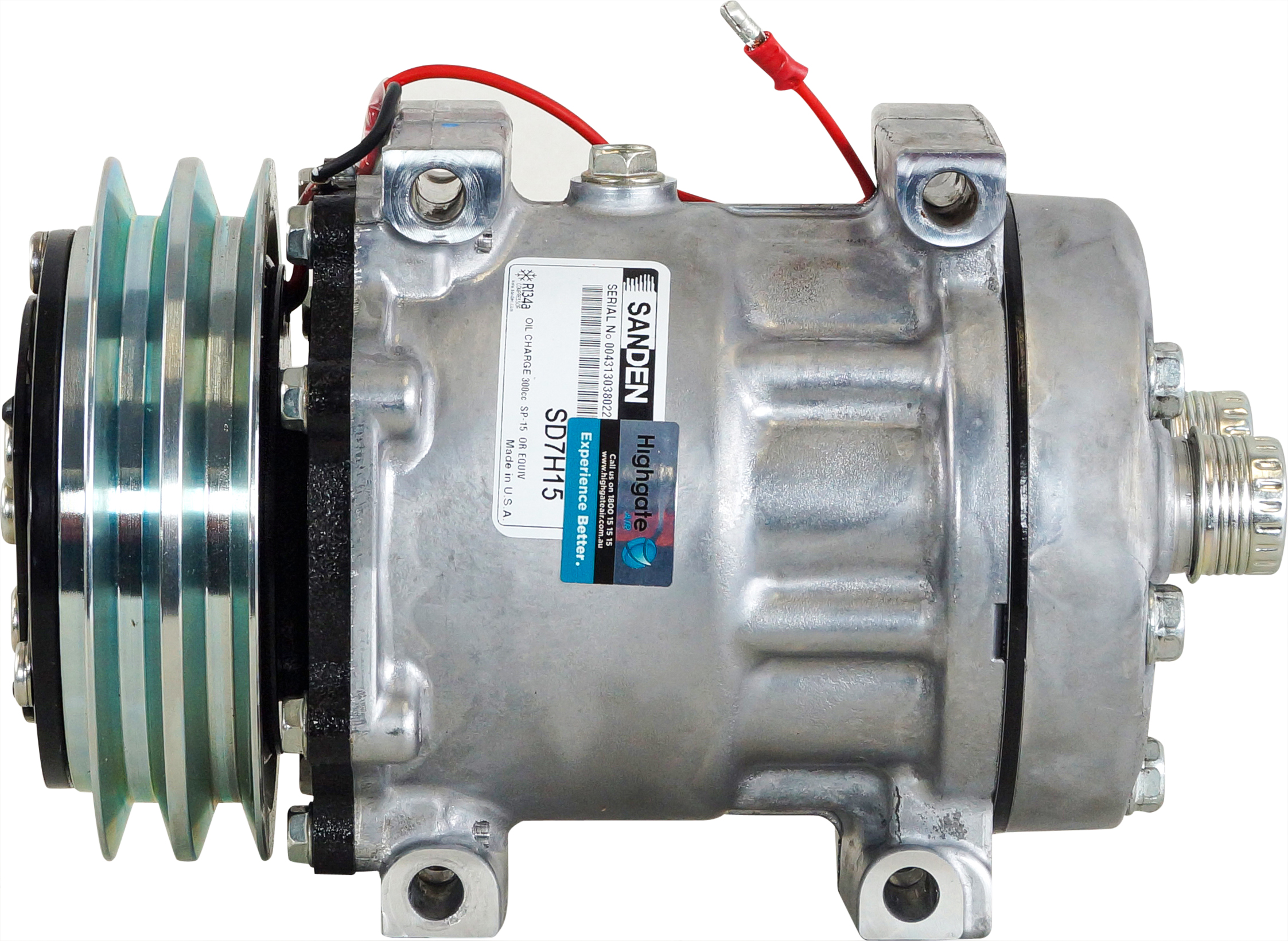 COMPRESSOR, SANDEN, SD7H15, 12V, 2A, 132MM, DIRECT MOUNT, R134A, REAR TUBE-O, MD HEAD