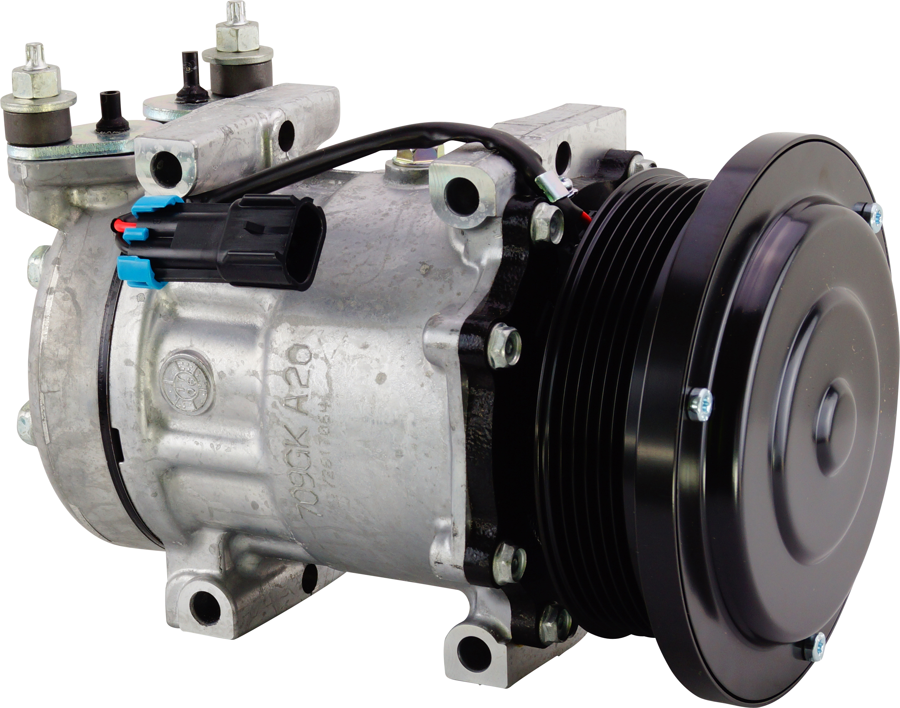 COMPRESSOR, KENWORTH T610, T610SAR, SANDEN, SD7H15, 12V, 6PV, 125MM, VERT TWIN PAD, DIRECT MOUNT