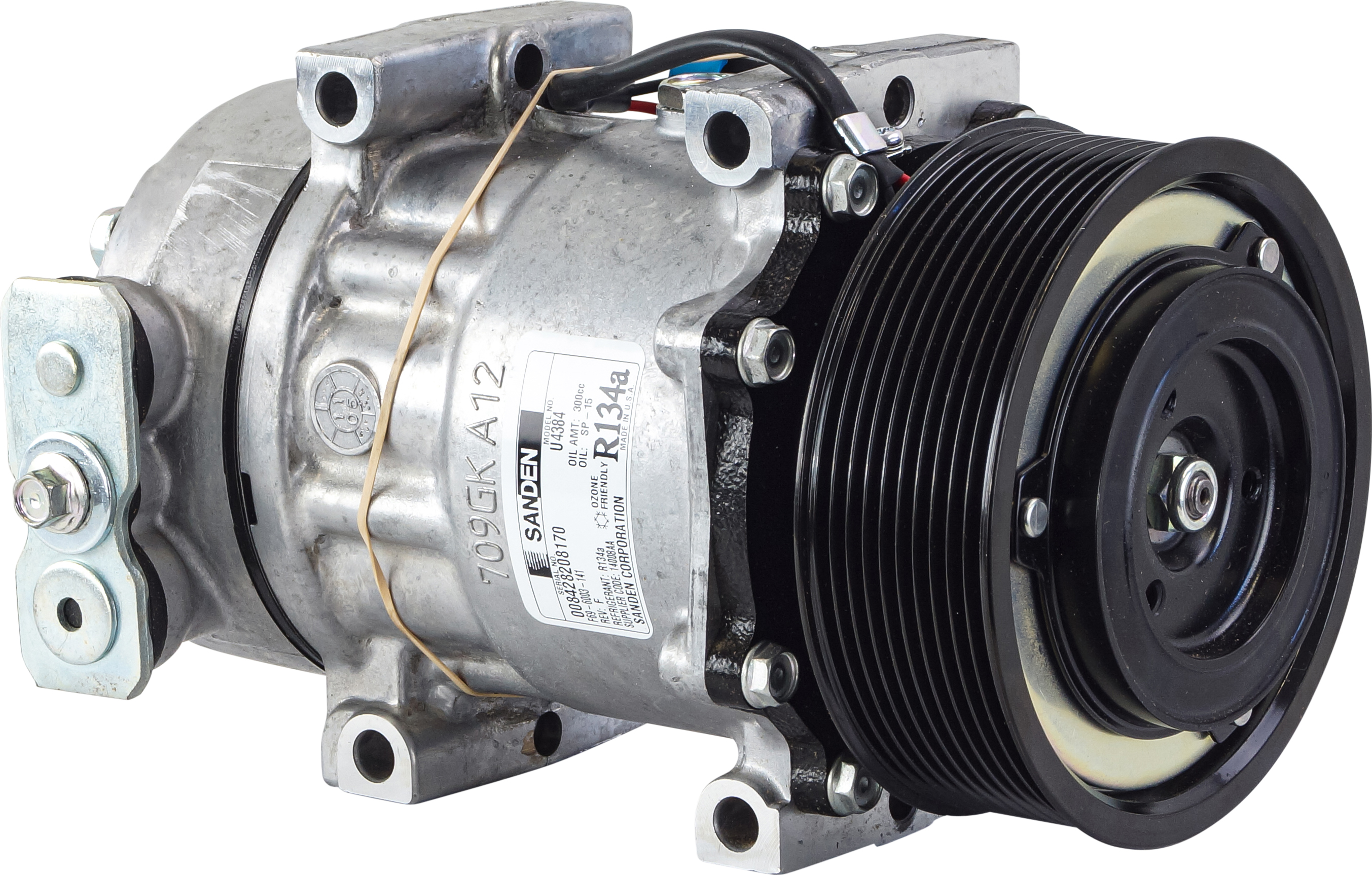 COMPRESSOR, SANDEN, SD7H15 4384, 12V, 10PV, 126MM, GQ PAD, DIRECT MOUNT, R134A