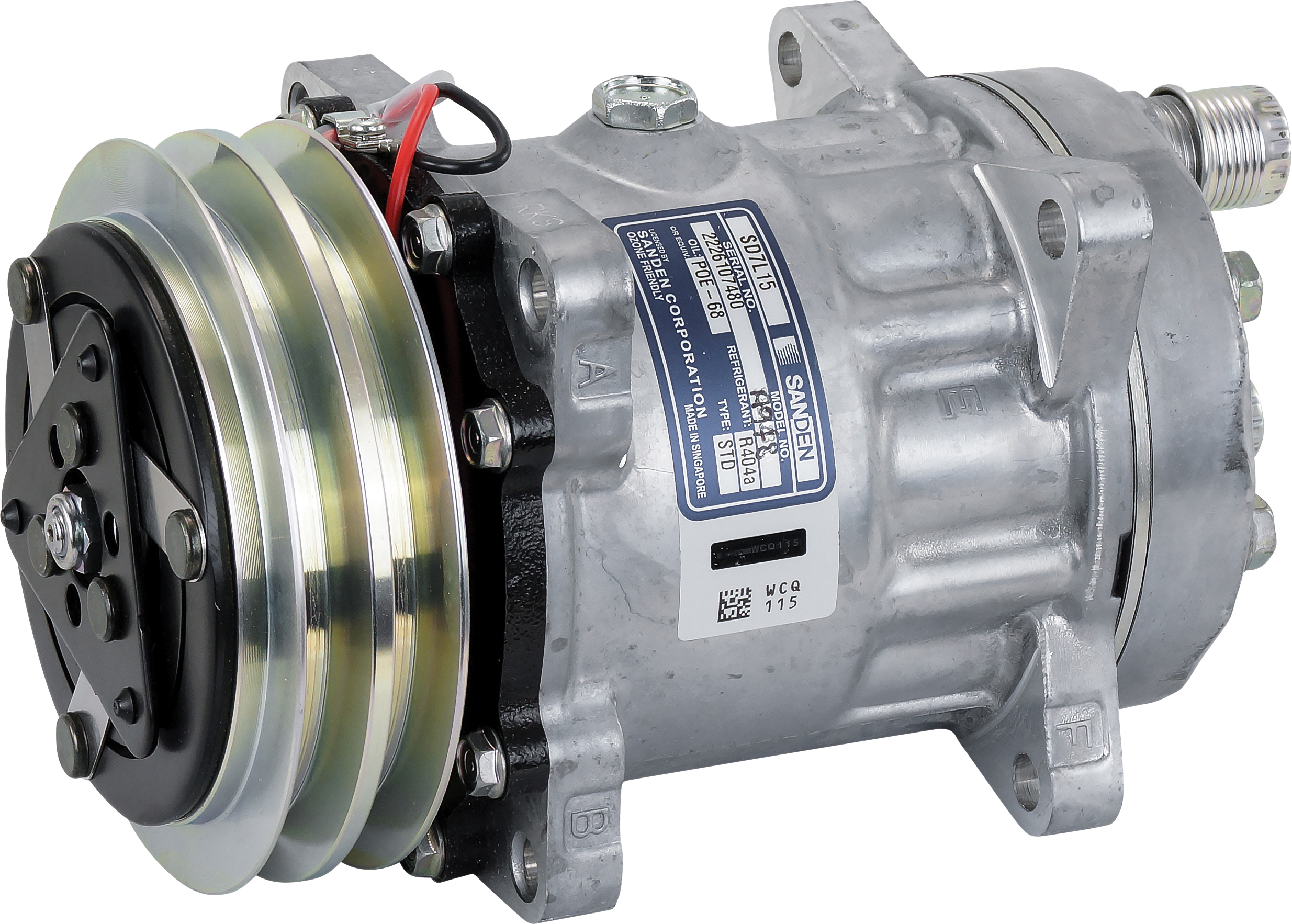 COMPRESSOR, SANDEN, SD7L15 A948, 12V, 2A, 132MM, REAR O-RING, EAR MOUNT, R404A