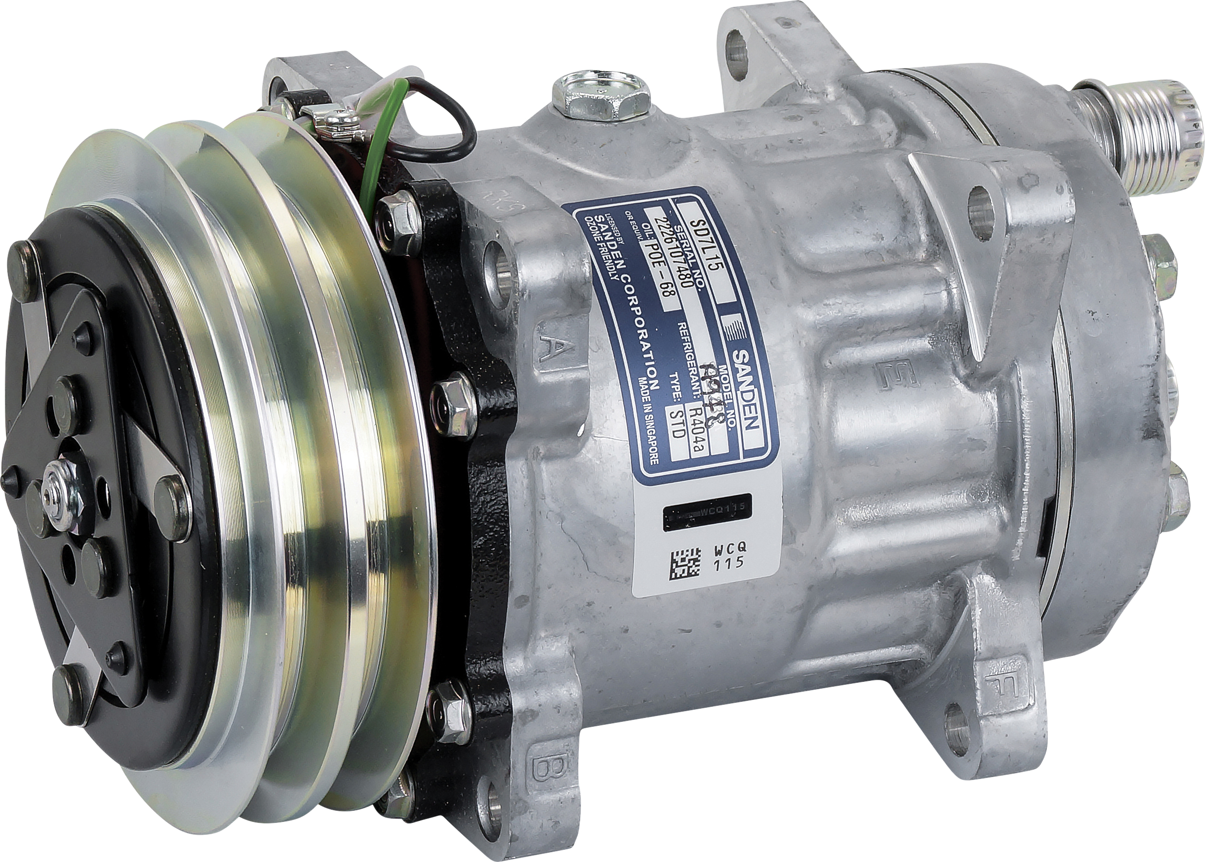 COMPRESSOR, SANDEN, SD7L15 A952, 24V, 2A, 132MM, REAR O-RING, EAR MOUNT, R404A