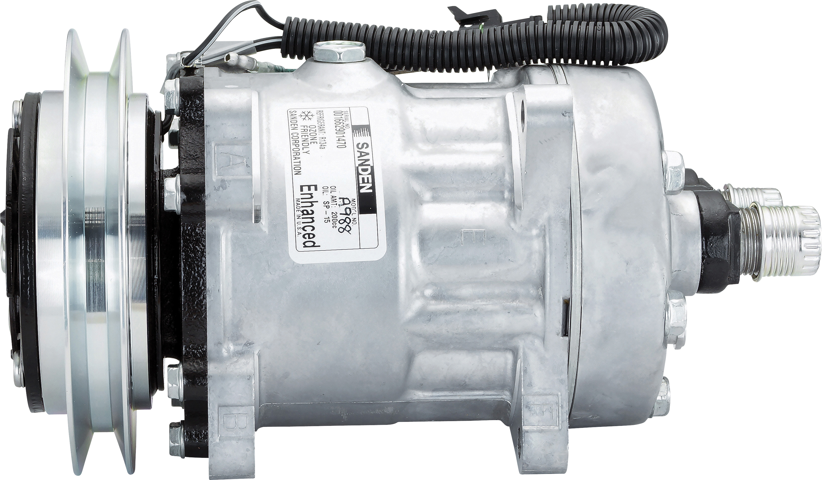 COMPRESSOR, SANDEN, SD7L15 A949, 12V, 1B, 138MM, VERT O-RING, EAR MOUNT, R404A