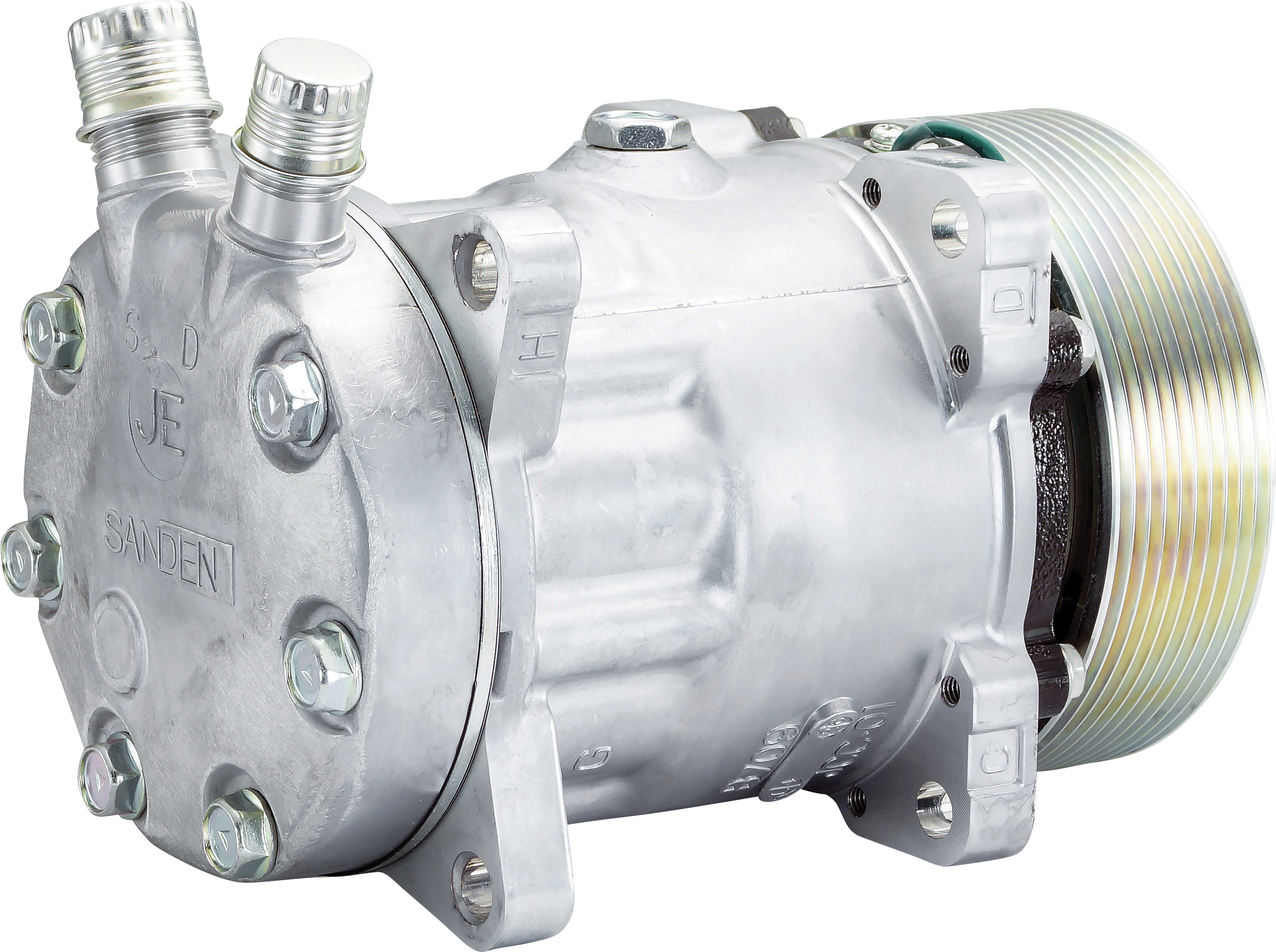 COMPRESSOR, SANDEN, SD7L15 A959, 24V, 10PV, 125MM, VERT O-RING, EAR MOUNT, R404A