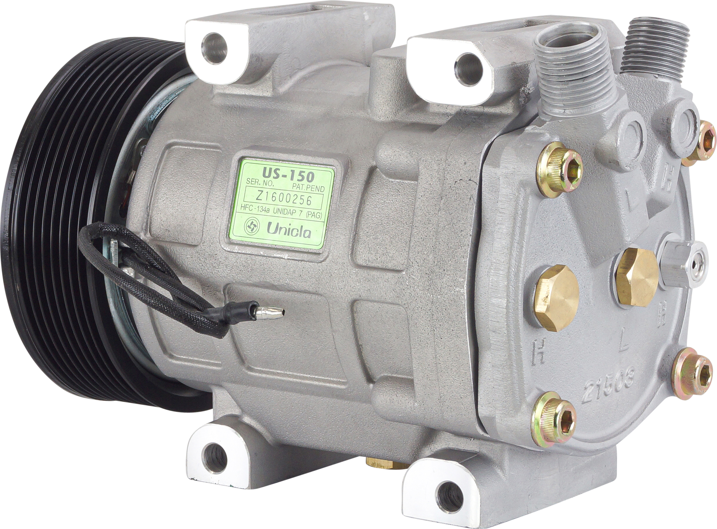 COMPRESSOR, UNICLA, US150-4745, 12V, 8PV, 119MM, VERT O-RING, R134A, DIRECT MOUNT, SUITS KENWORTH