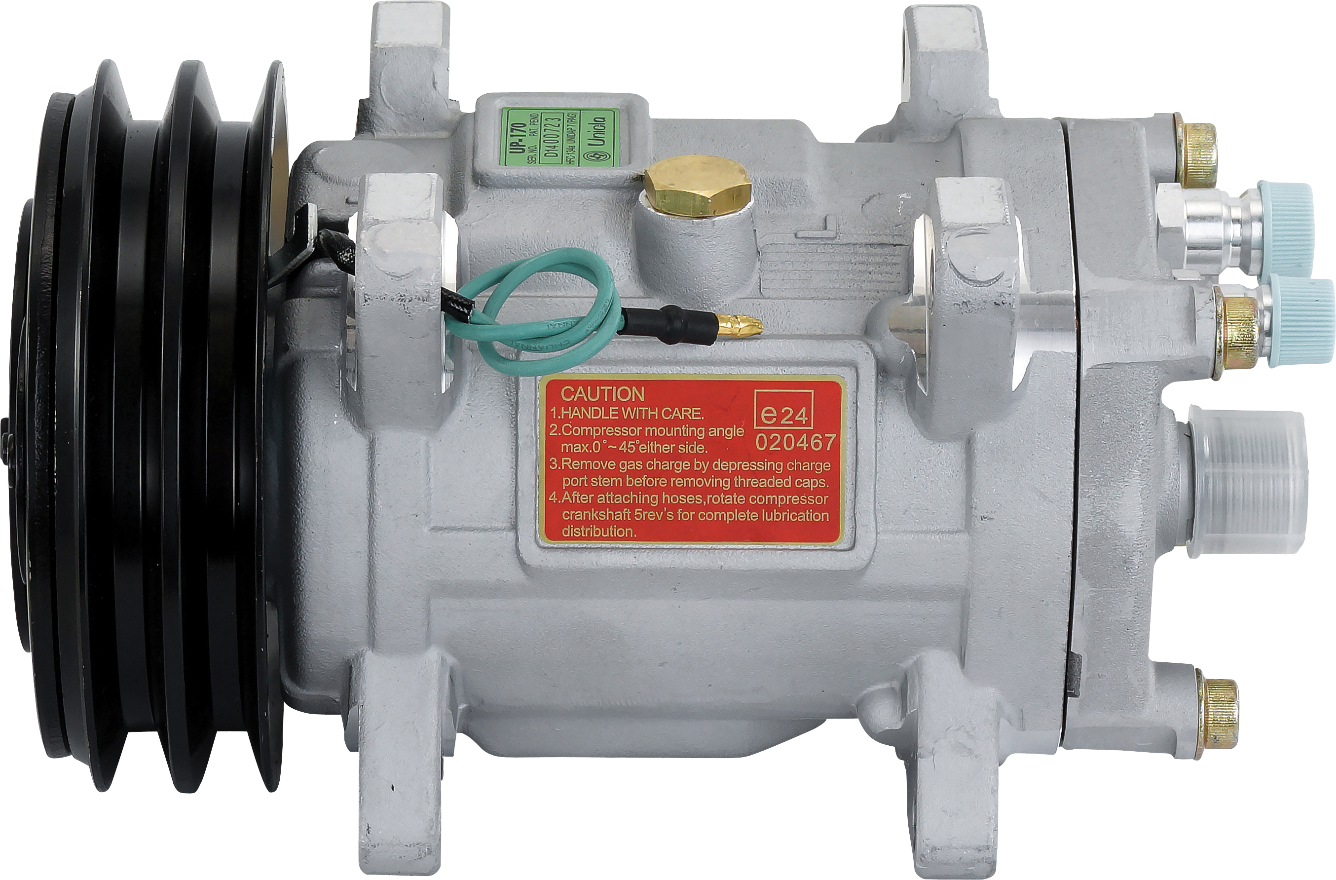 COMPRESSOR, UNICLA, UP170 4575, 24V, 2A, 132MM, REAR O-RING, R134A