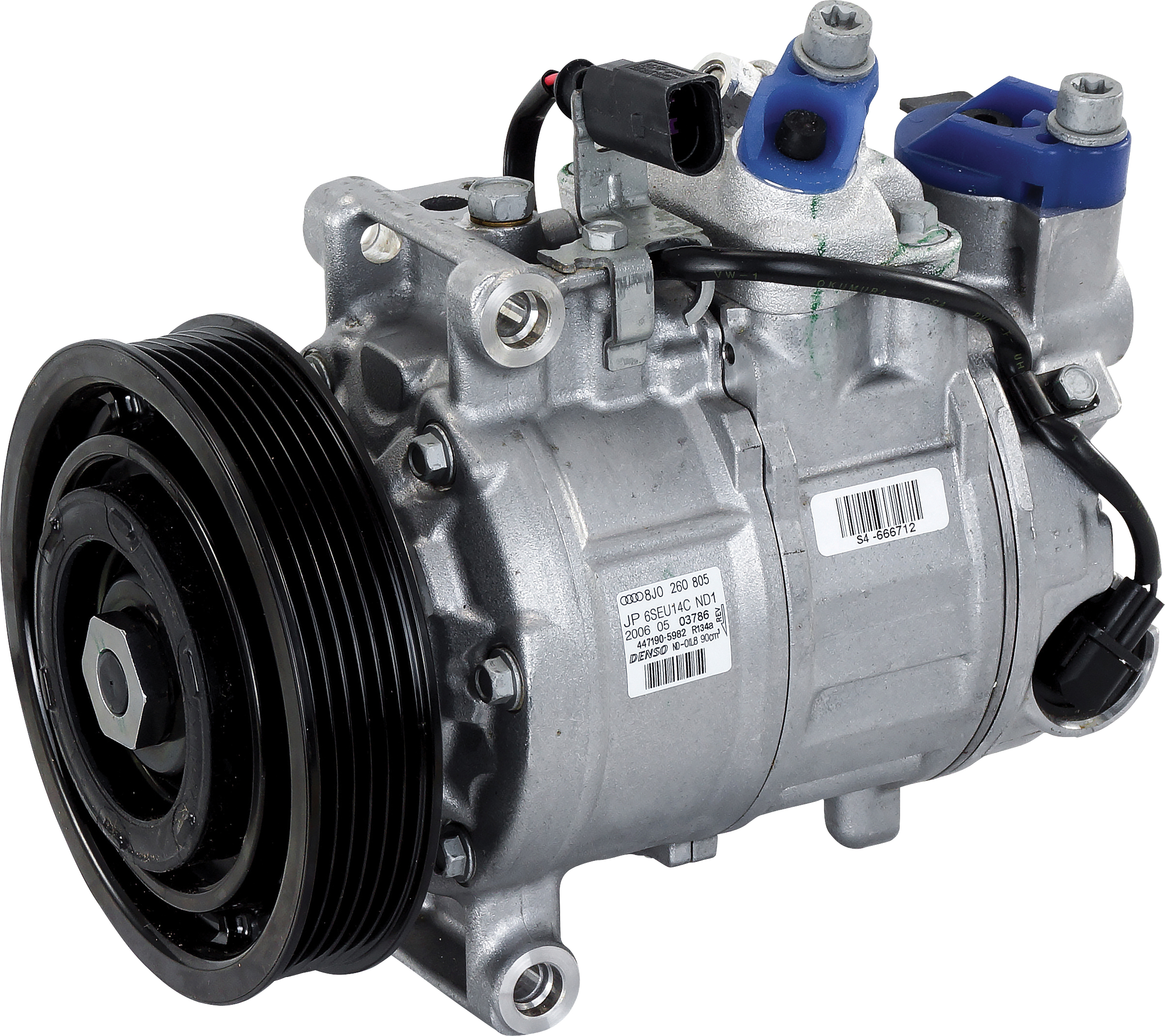 COMPRESSOR, AUDI A4 V6 11/07-, A5 V6 11/07-, A6 2.4L, 2.8L, 3.2L 08/04-, DENSO, 6PV, 125MM