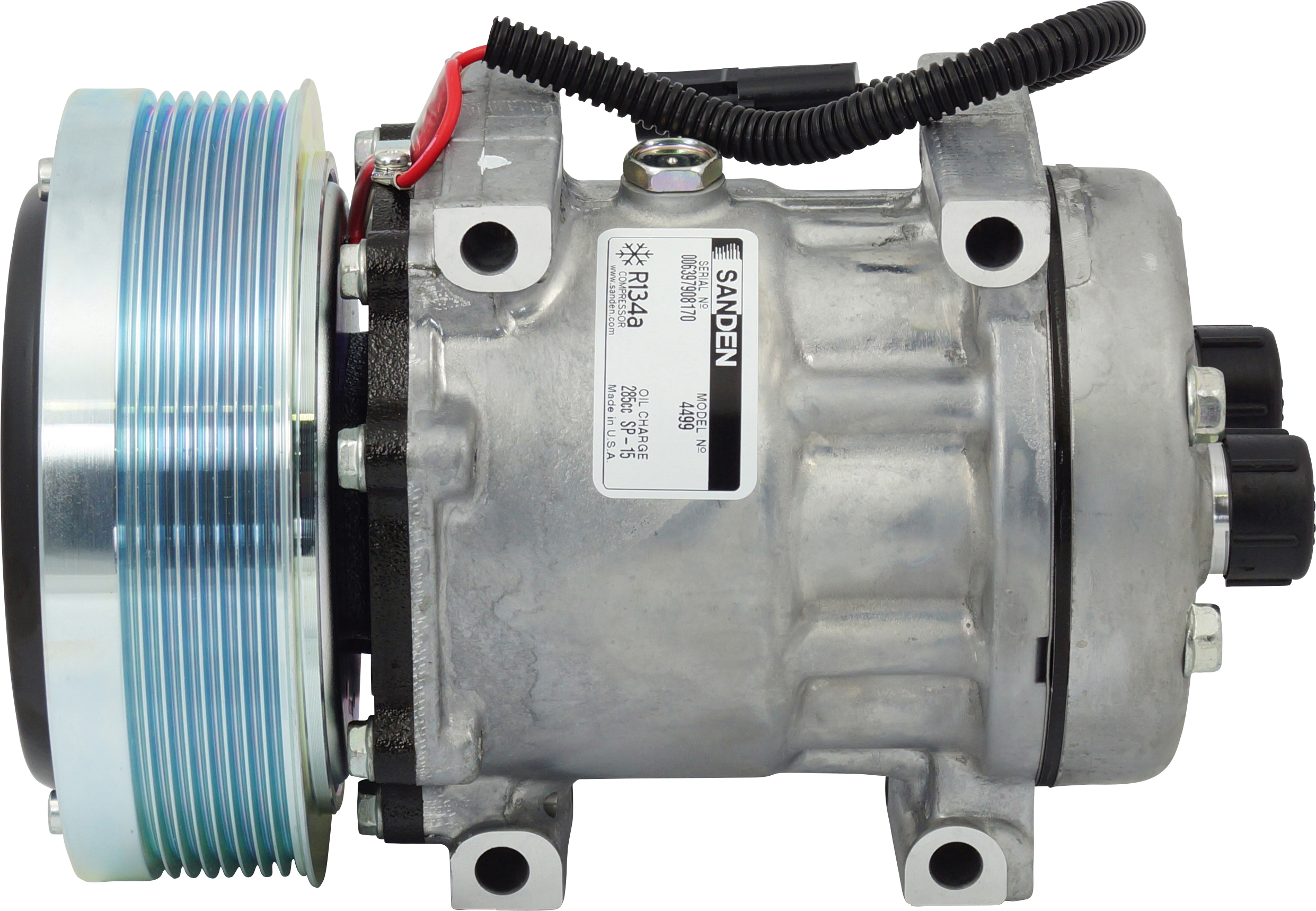 Compressor to suit Case / New Holland Sanden SD7H15 U4768 12V 8PV 152mm tube o-ring direct mount R13