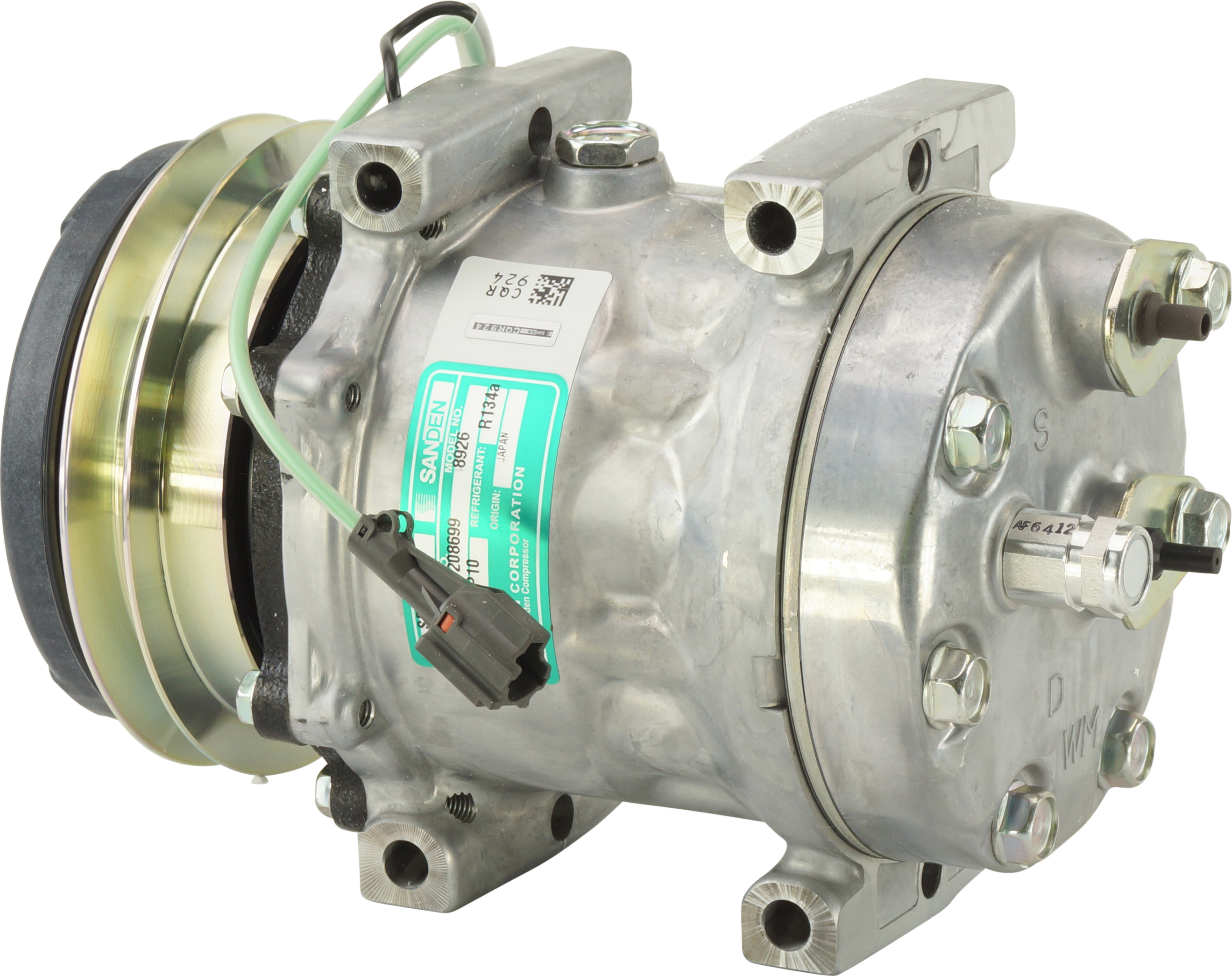 COMPRESSOR, CASE CX200, SANDEN, SD7H13 8926, 24V, 1A, 125MM, PAD, WM HEAD, DIRECT MOUNT, R134A