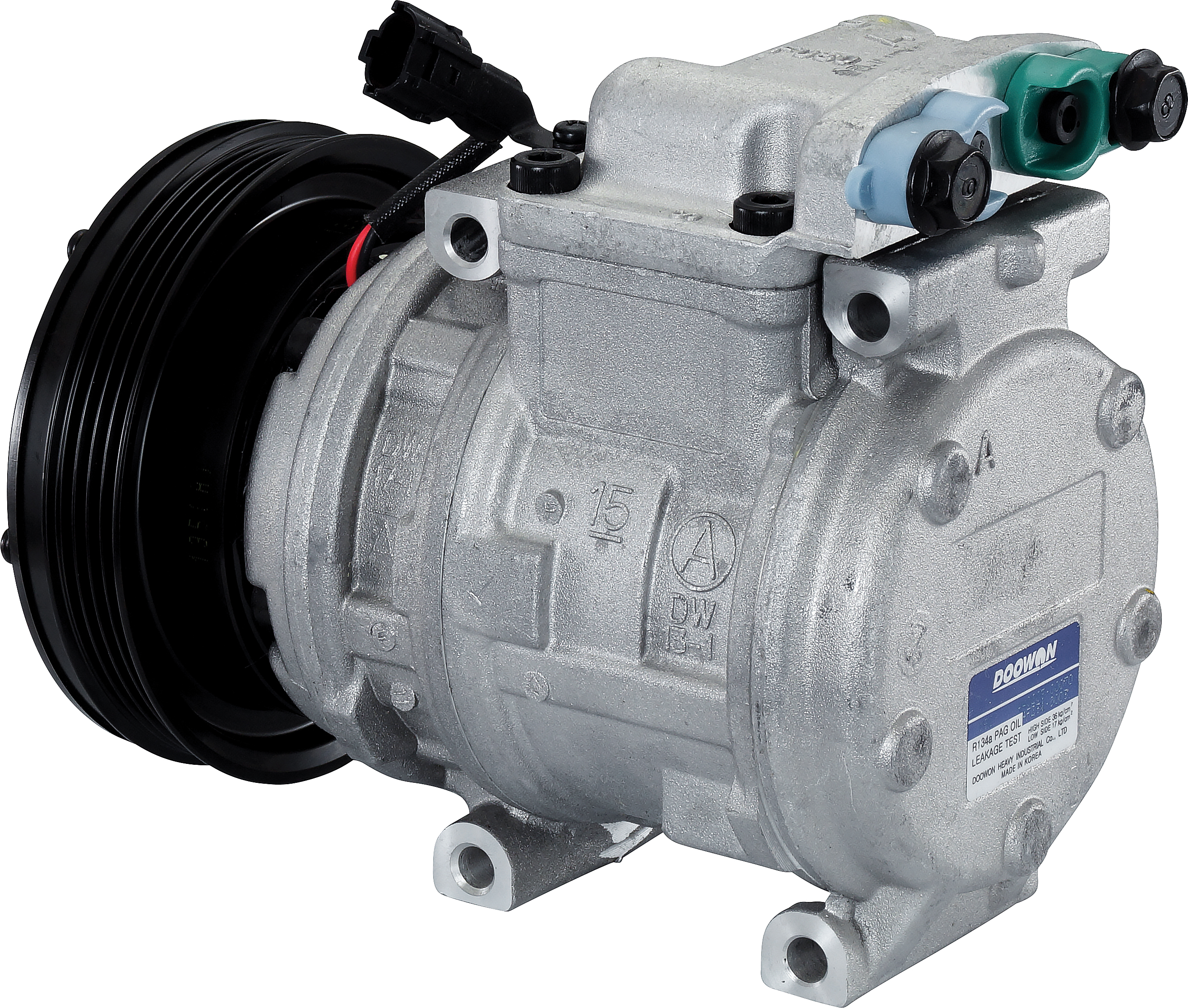 COMPRESSOR, DAEWOO EXCAVATOR, DOOWON, 10PA15C, 24V, 4PV, DIRECT MOUNT, 2208-6013A