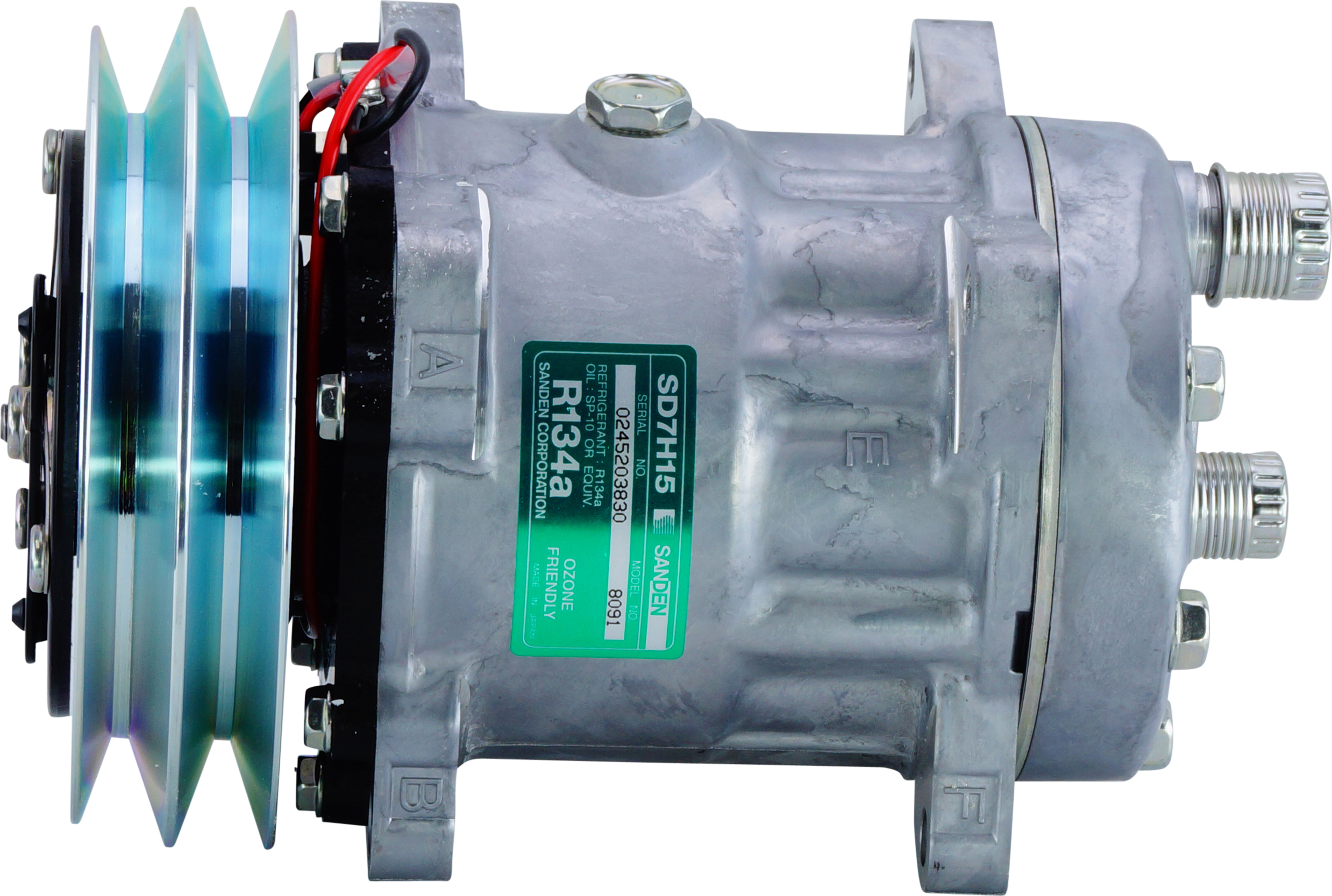 COMPRESSOR, DEUTZ, SANDEN, SD7H15 8091, 12V, 1A/1B, 150/142.5MM, REAR O-RING, EAR MOUNT, R134A