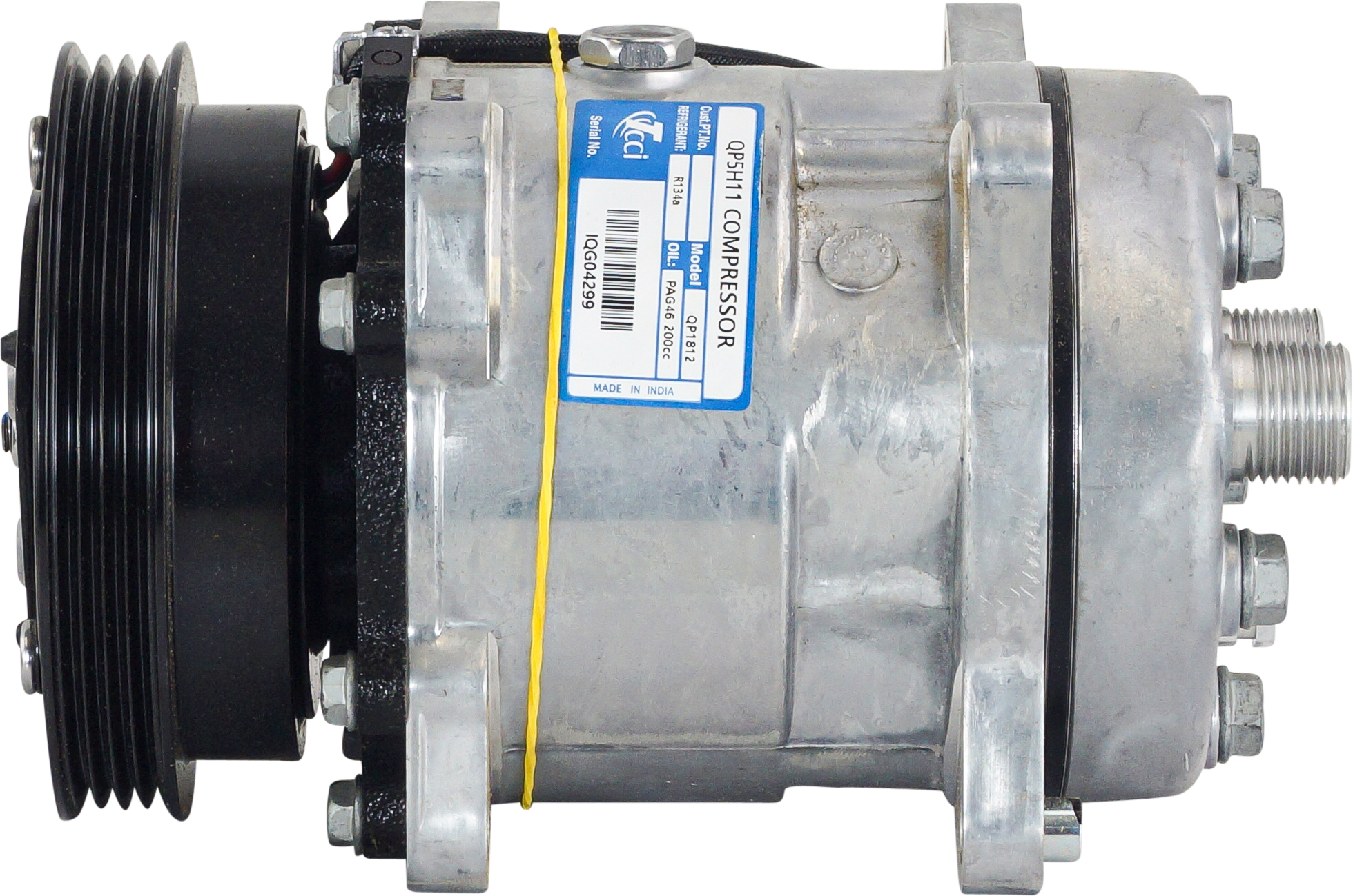 COMPRESSOR, CASE SKIDSTEER, TCCI QP1812, 12V, 4PV, HORIZONTAL O-RING