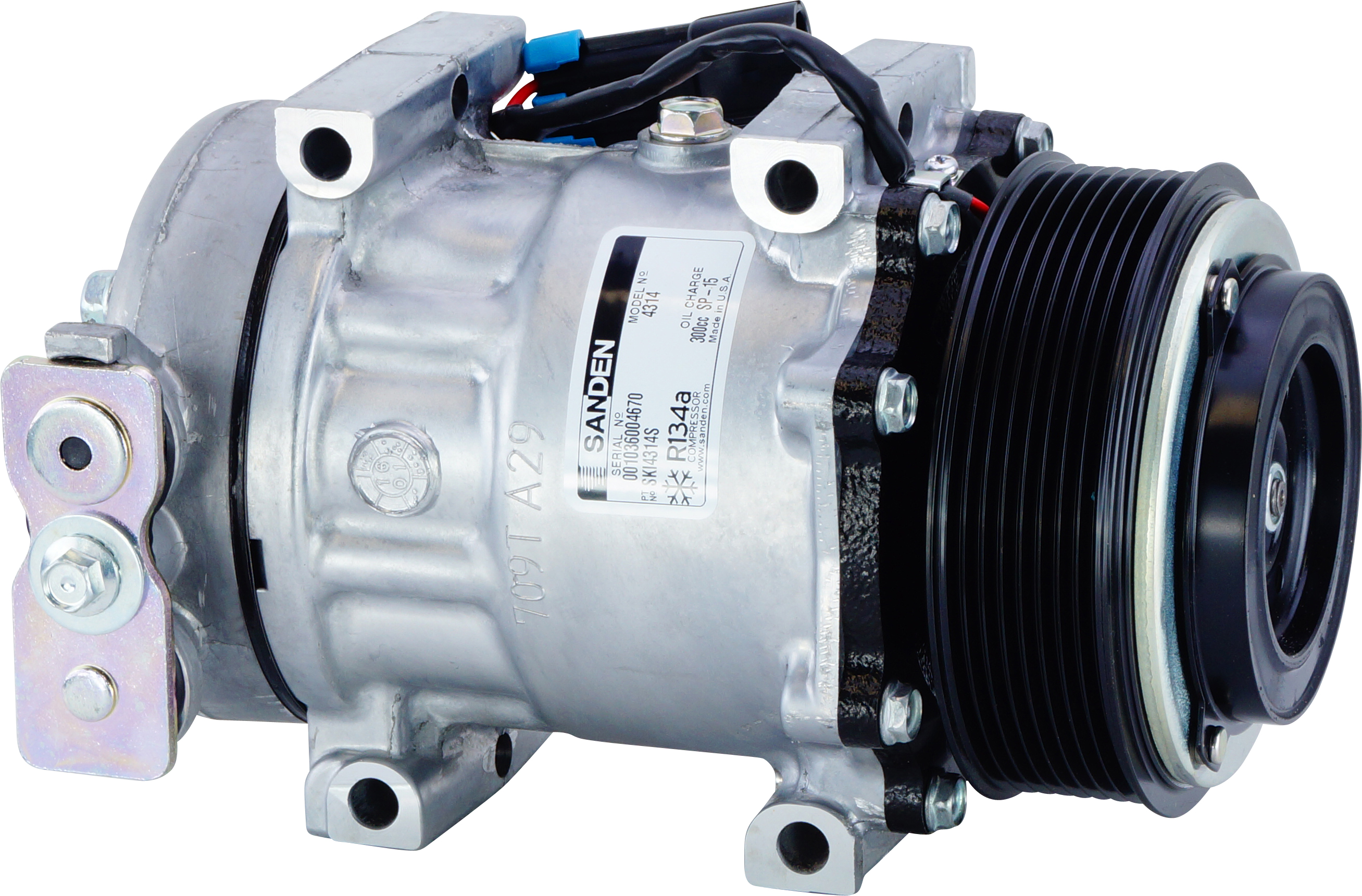 COMPRESSOR, SANDEN, SD7H15 4314, 12V, 8PV, 119MM, SIDE PAD, PK HEAD, DIRECT MOUNT