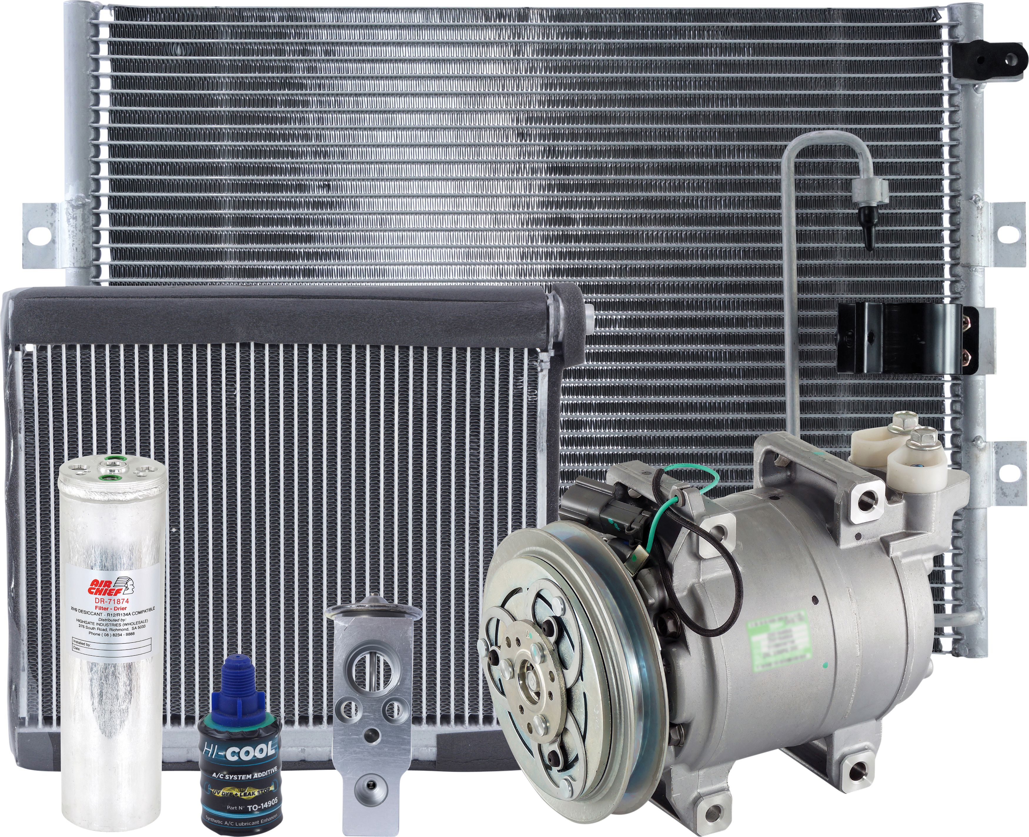 COMPRESSOR KIT, HITACHI EXCAVATOR ZAXIS ZX160-3 TO ZX360W-3, COMP/COND/EVAP/DR/TX/HI-COOL