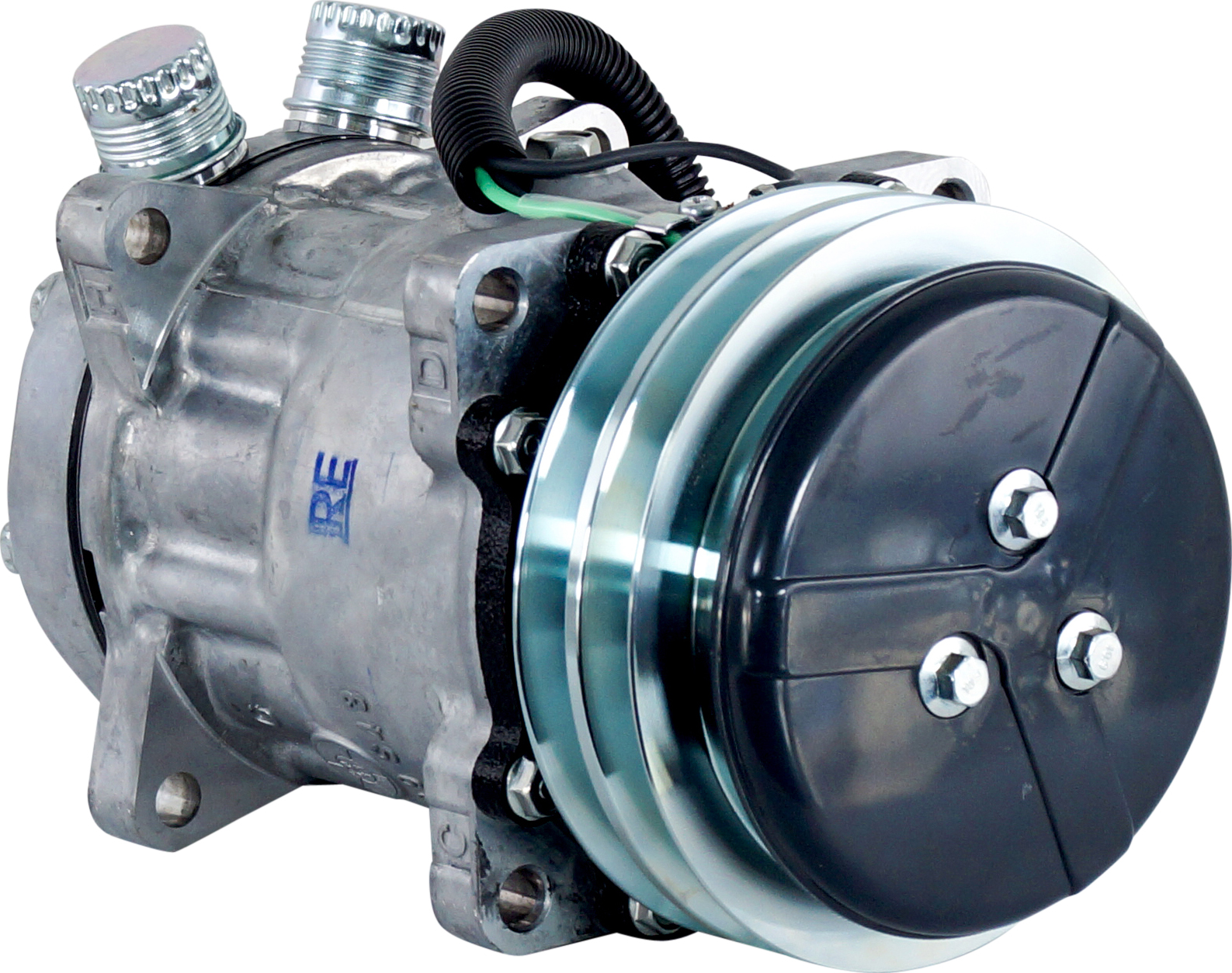 COMPRESSOR, SANDEN, SD7H15, EAR MOUNT, 24V, 2A VERT TUBE-O
