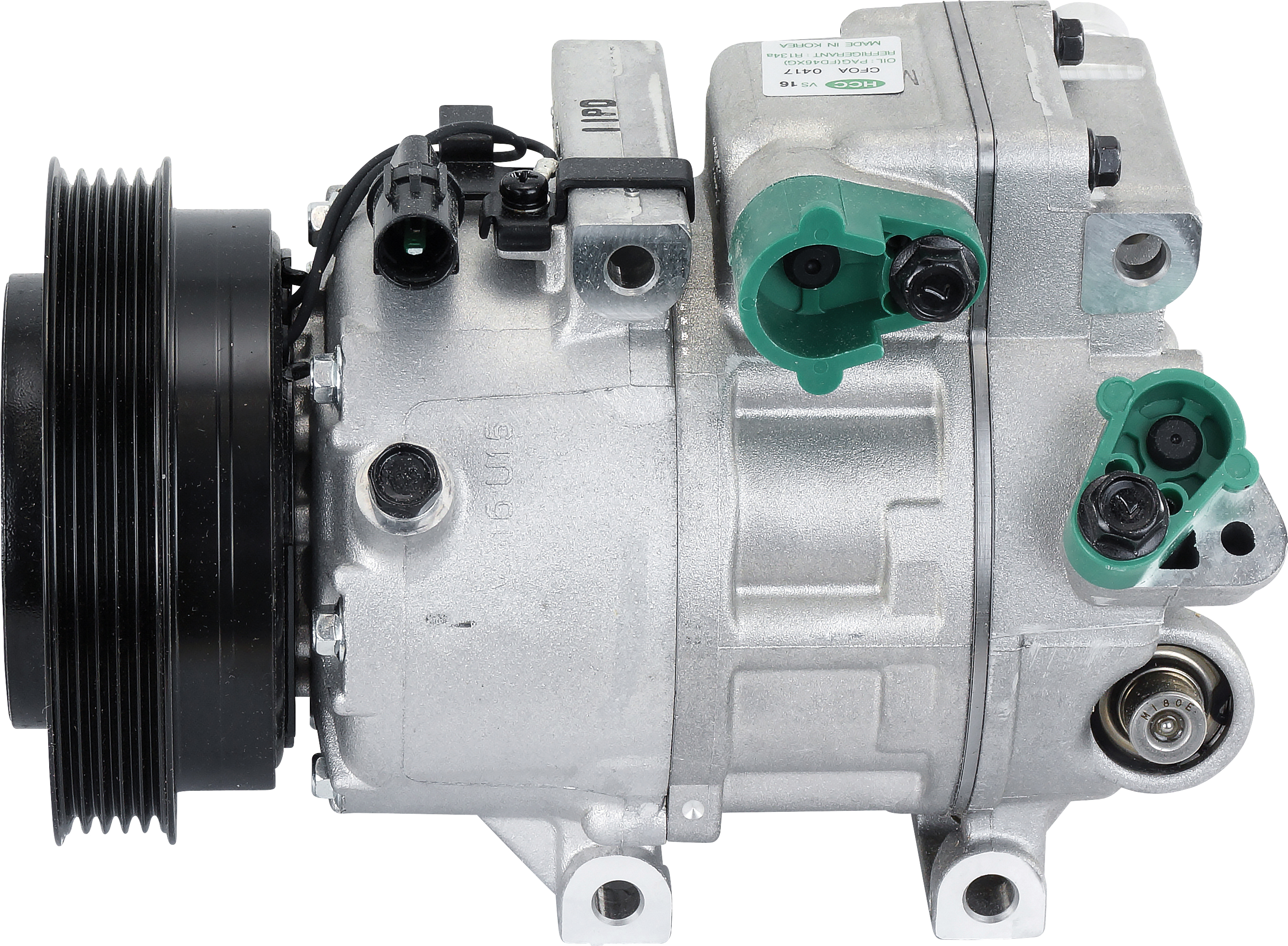 COMPRESSOR, HYUNDAI I30 4 CYL 1.6TD 01/07-, HALLA, V16, 5PV, 128MM, SET FORWARD PULLEY