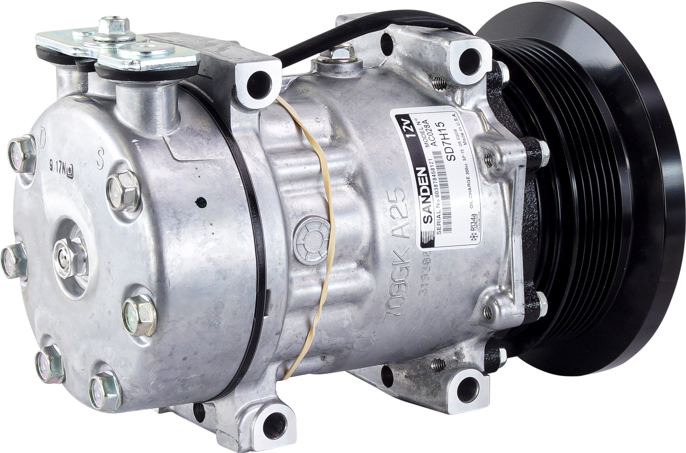 COMPRESSOR, KENWORTH TRUCK  T359,T409,T609,T610,T659,T909, SANDEN, SD7H15SHD, 12V, 6PV, 125MM, VERT
