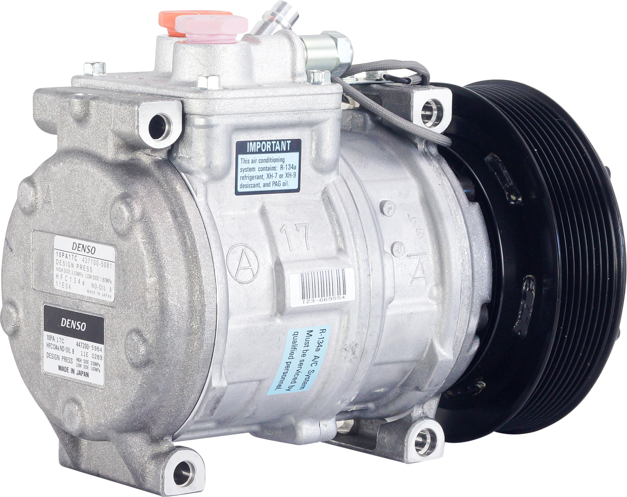 Compressorto suit John DeereDenso 10PA17C 12V 8PV 145mmwith dust coverR134a