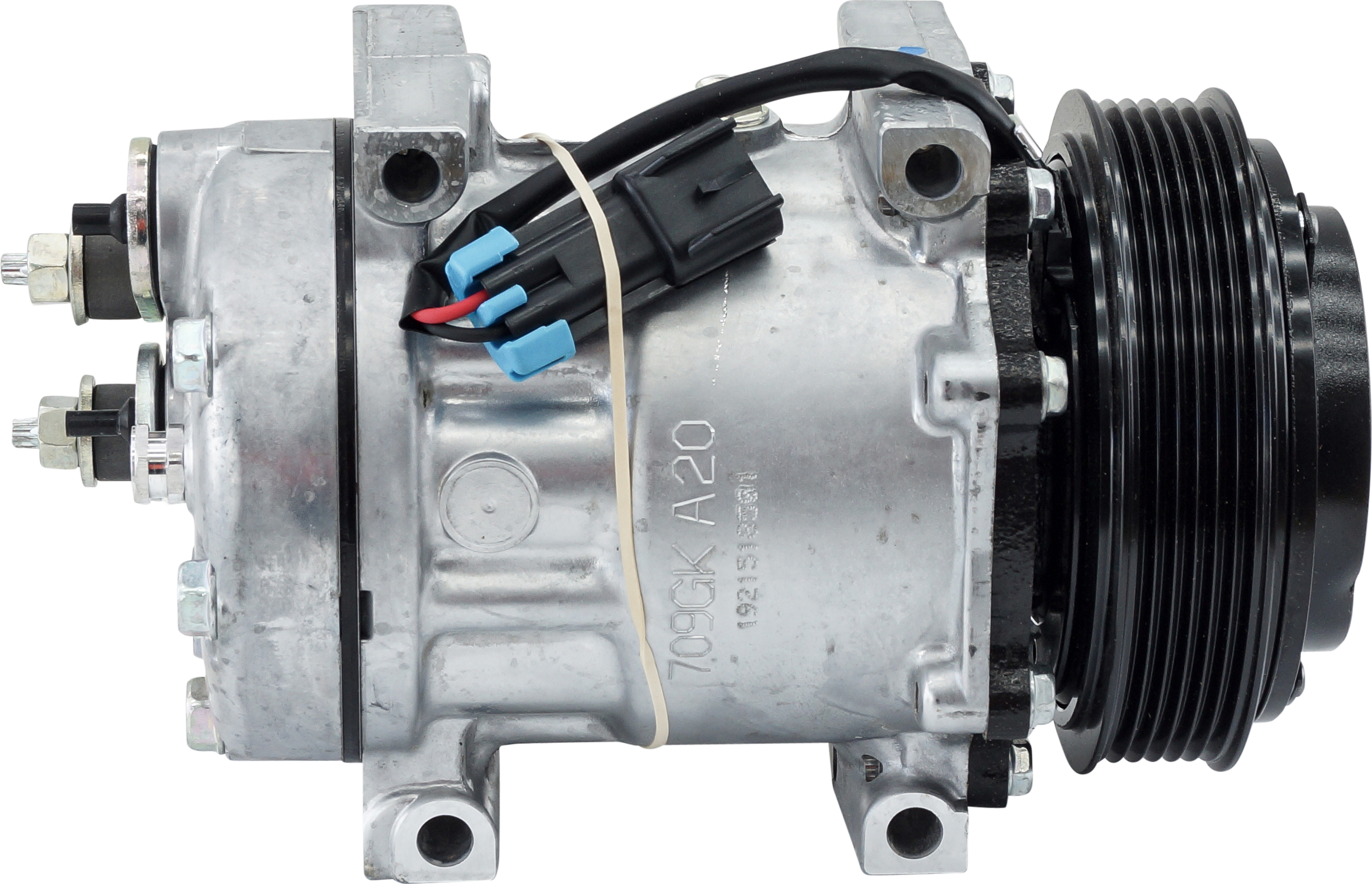 COMPRESSOR. KENWORTH T880, SANDEN, SD7H15SHD, 12V, 6PV, 125MM, REAR PAD, DIRECT MOUNT, WX HEAD