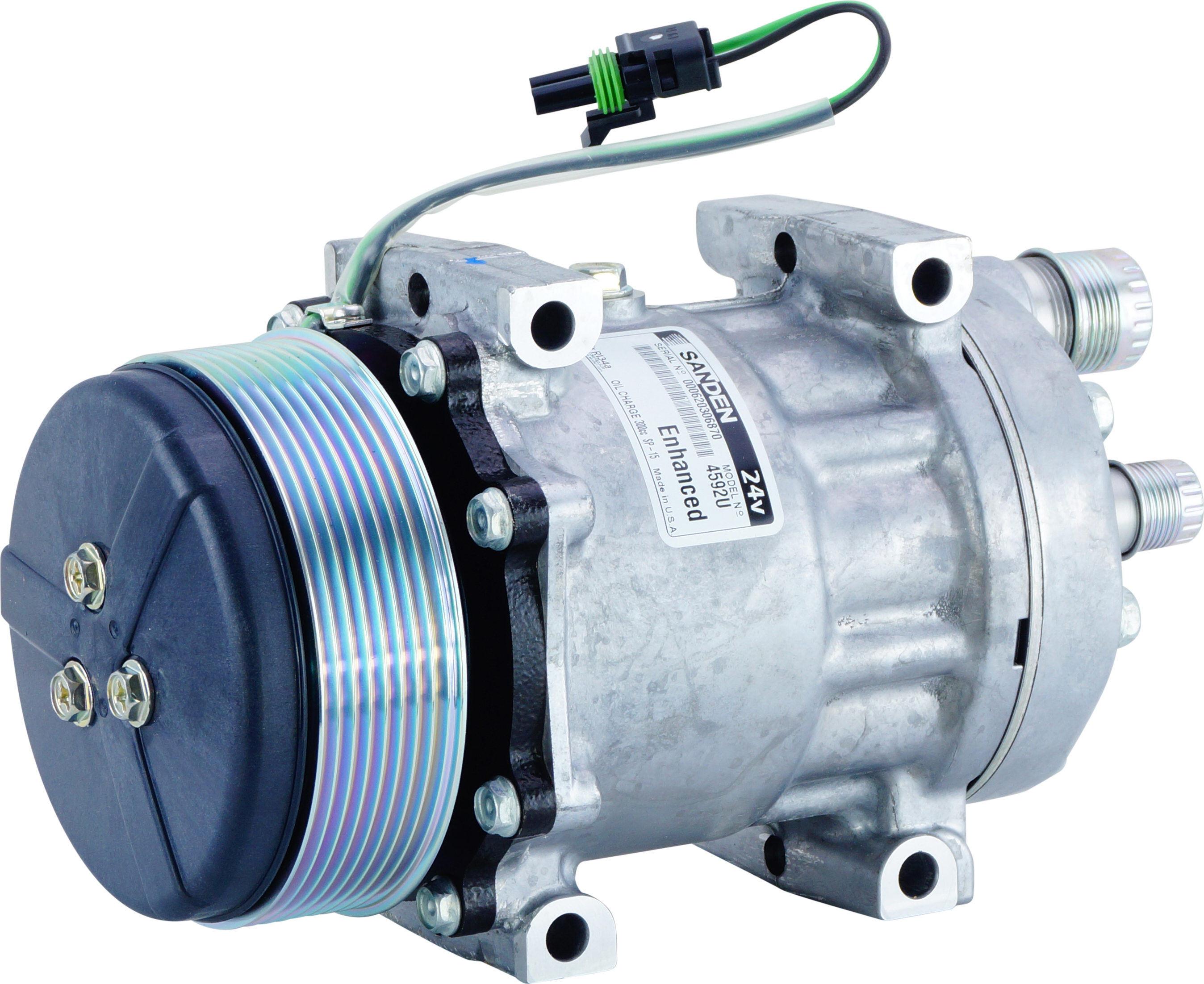 COMPRESSOR, KOMATSU, SANDEN, SD7H15E 4592A, 24V, 8PV, 119MM, KF HEAD, DIRECT MOUNT