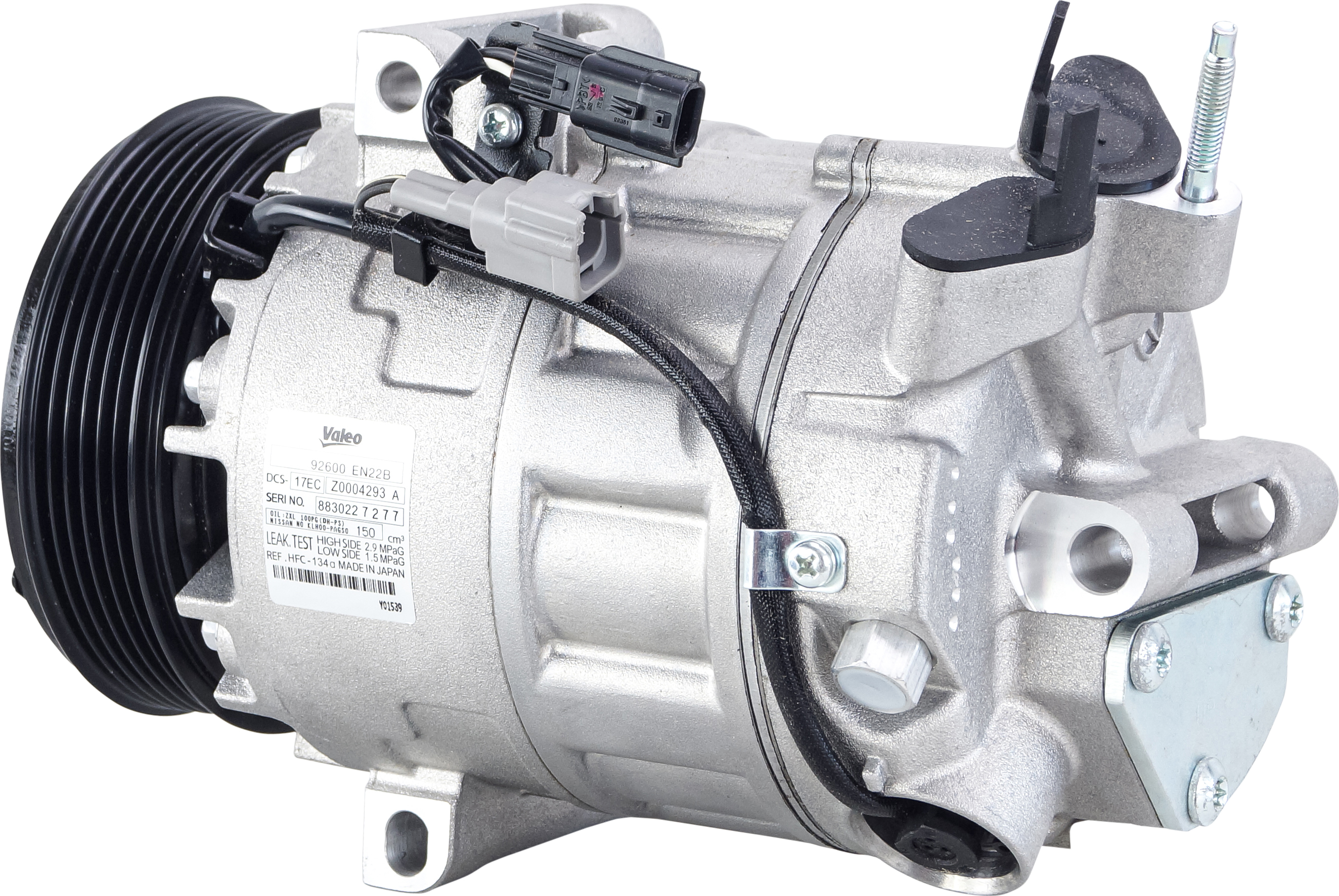 COMPRESSOR, NISSAN X-TRAIL T31 4 CYL 2.0I 09/10-, S-SERIES (REPL VALEO), 6PV, 119MM, WITH ELECTRIC C