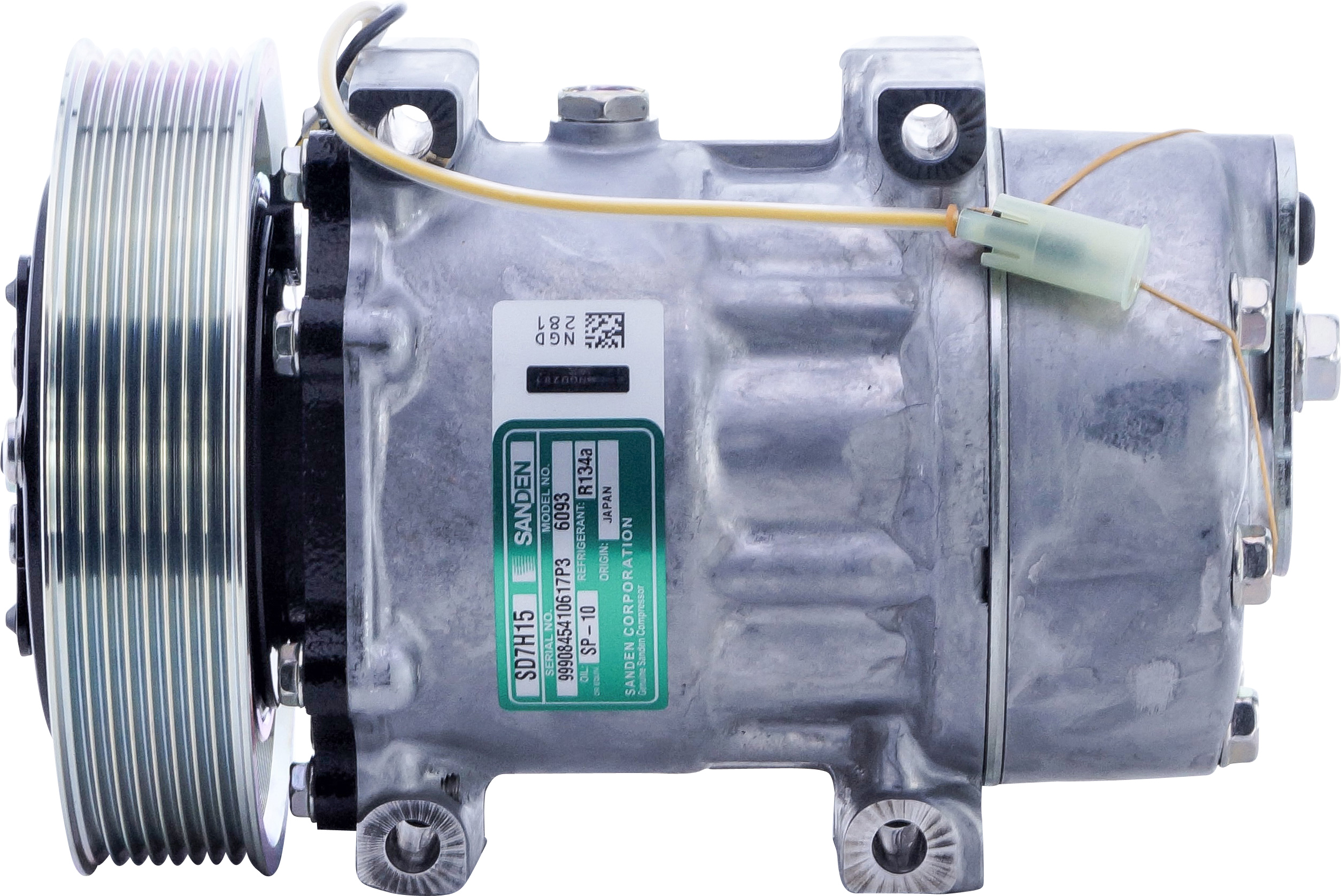 COMPRESSOR, RENAULT KERAX TRUCK, SANDEN, SD7H15, 24V, 8PV, 147MM, REAR PAD