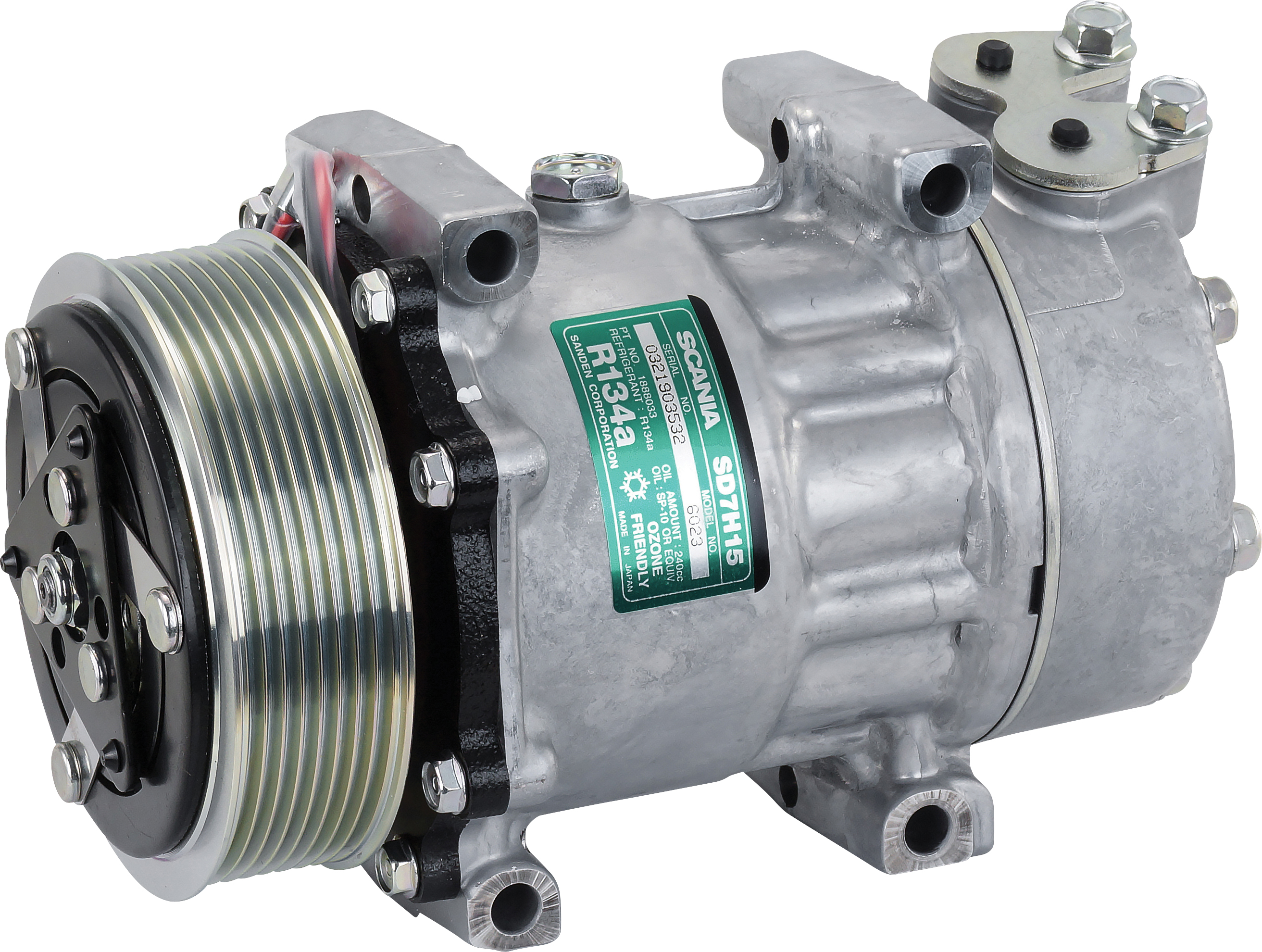 COMPRESSOR, SCANIA TRUCK, SANDEN, SD7H15, 24V, 8PV, VERT PAD