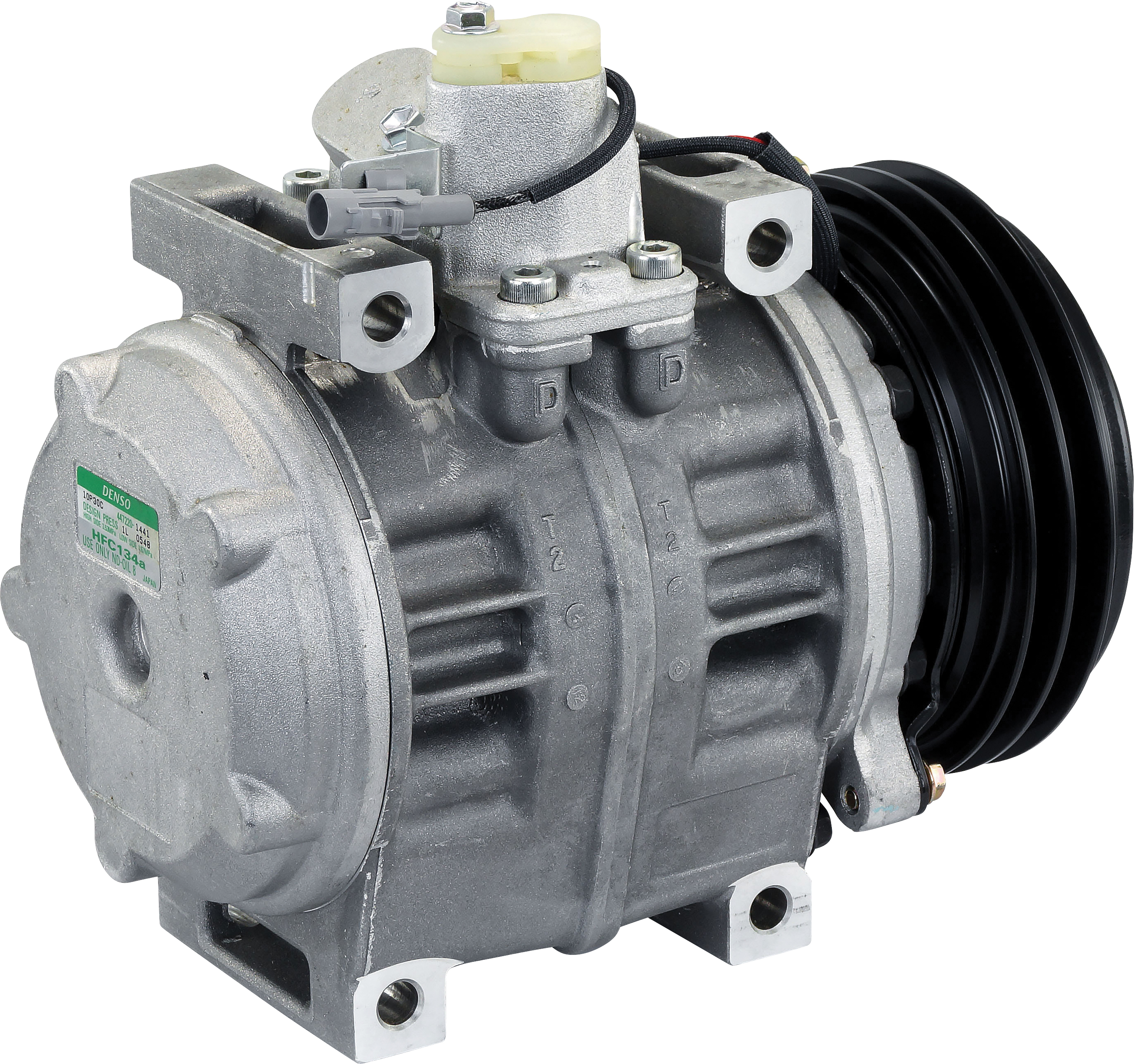 COMPRESSOR, TOYOTA COASTER BUS, DENSO, 10P30C, 24V, 2M, R134A, WITH CLUTCH PULLEY