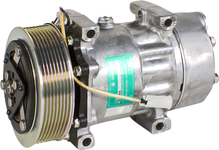 COMPRESSOR, VOLVO FE TRUCK, RENAULT TRUCK, SANDEN, SD7H15, 24V, 8PV, 120MM, PAD, DIRECT MOUNT